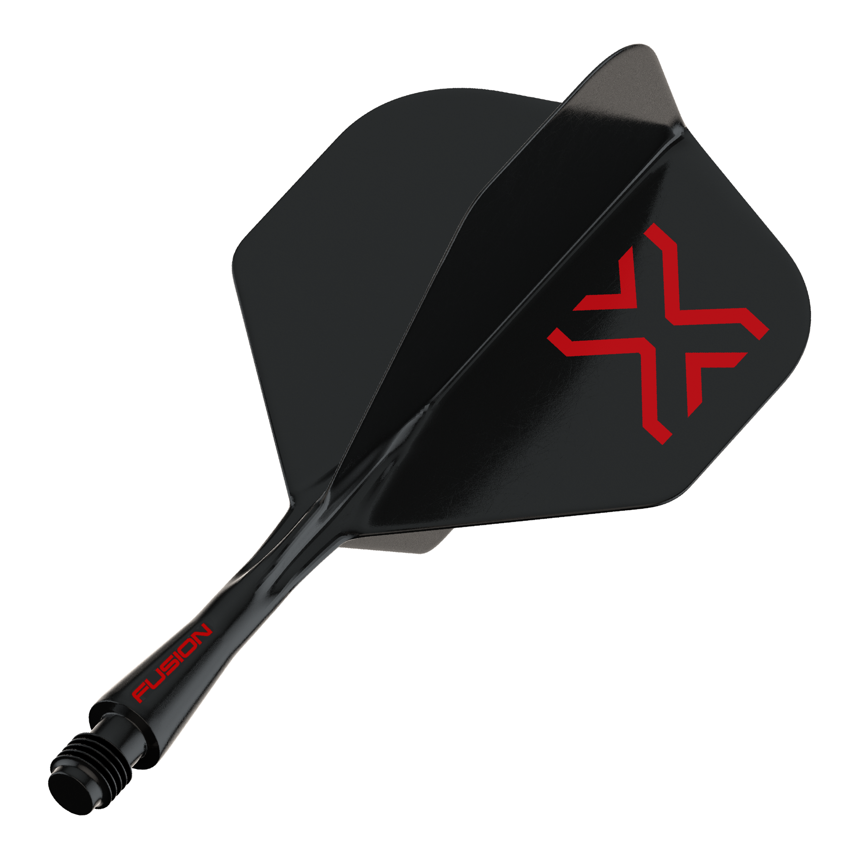 Winmau Fusion Blade X No2 Standard Flight-Shaft-System - Schwarz Das Bild stellt den Artikel 8863_Winmau_Fusion_Blade_X_No2_Standard_Flights_Schwarz_22mm_1 dar. Es handelt sich vermutlich um einen einzelnen schwarzen Dart-Flight mit 22mm Größe.