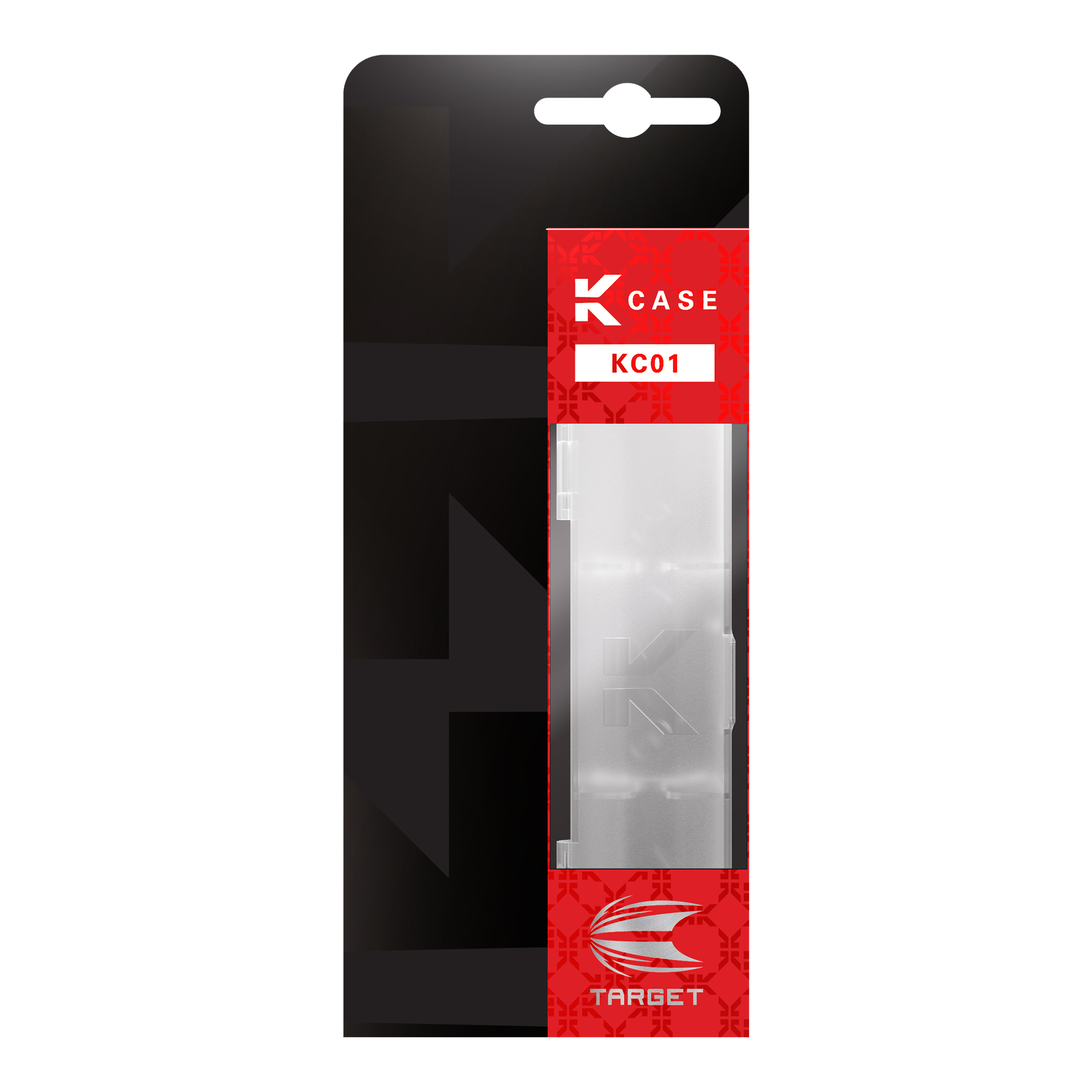 Target K-Flex K-Case Flightbox Die Abbildung zeigt das Produkt „Target K-Flex K-Case Flightbox“ in seiner Verpackung. Die Verpackung ist schwarz und rot mit einem transparenten Sichtfenster, durch das das Produkt zu sehen ist.