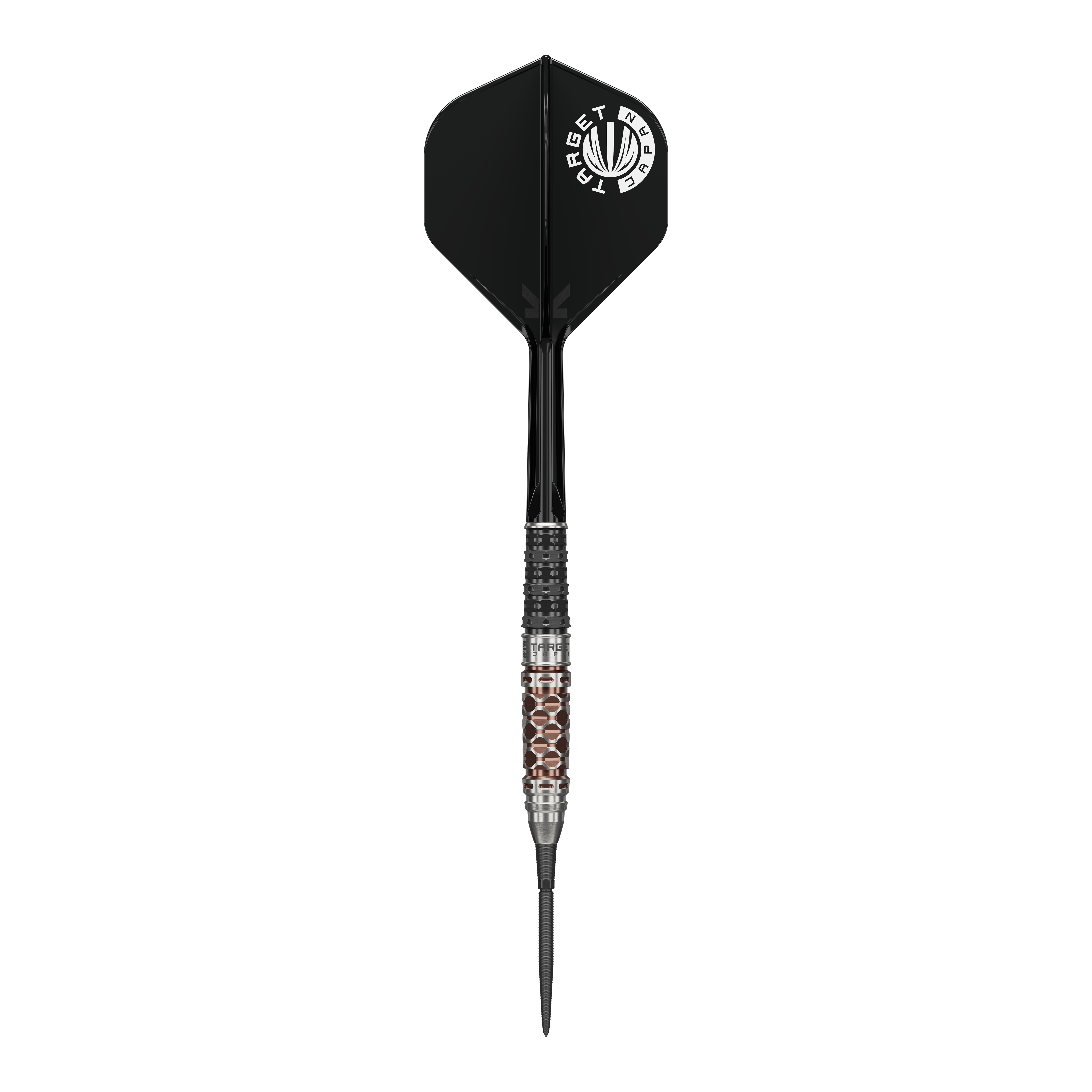 Target Japan Charis GEN6 Swiss Point Steeldarts - 23g sind Steeldarts der Marke Target. Das Bild zeigt die hochwertige Verarbeitung und das Design der Darts.