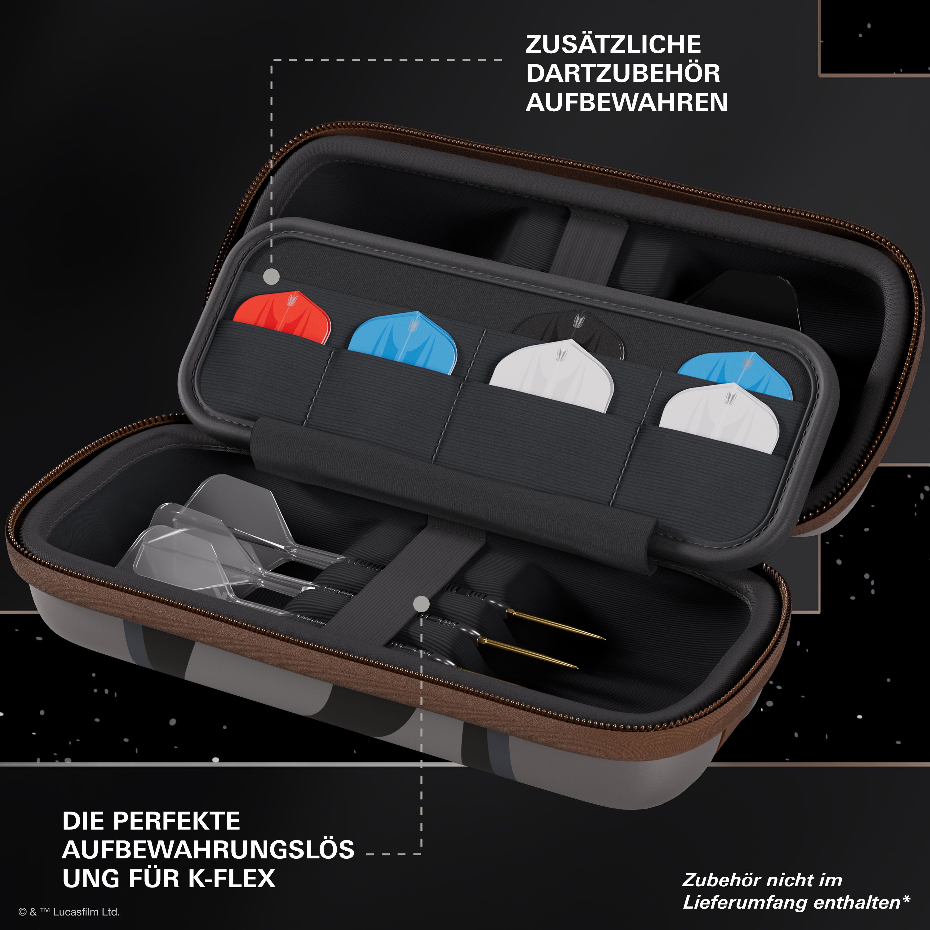 Target Star Wars Boa Dartcase - Mandalorian Zu sehen ist das Target Star Wars Boa Dartcase - Mandalorian. Das Produkt zeigt eine Mandalorianische Grafik aus Star Wars.