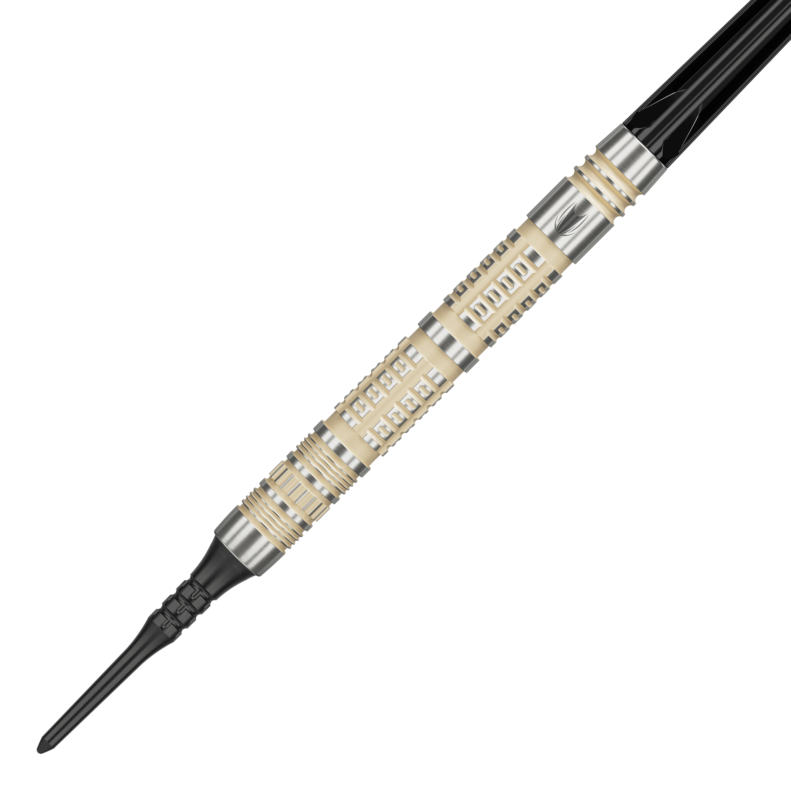 Zu sehen sind die Target Dimitri Van Den Bergh 95K Softdarts mit 19 Gramm Gewicht. Sie eignen sich ideal für ambitionierte Dartspieler.