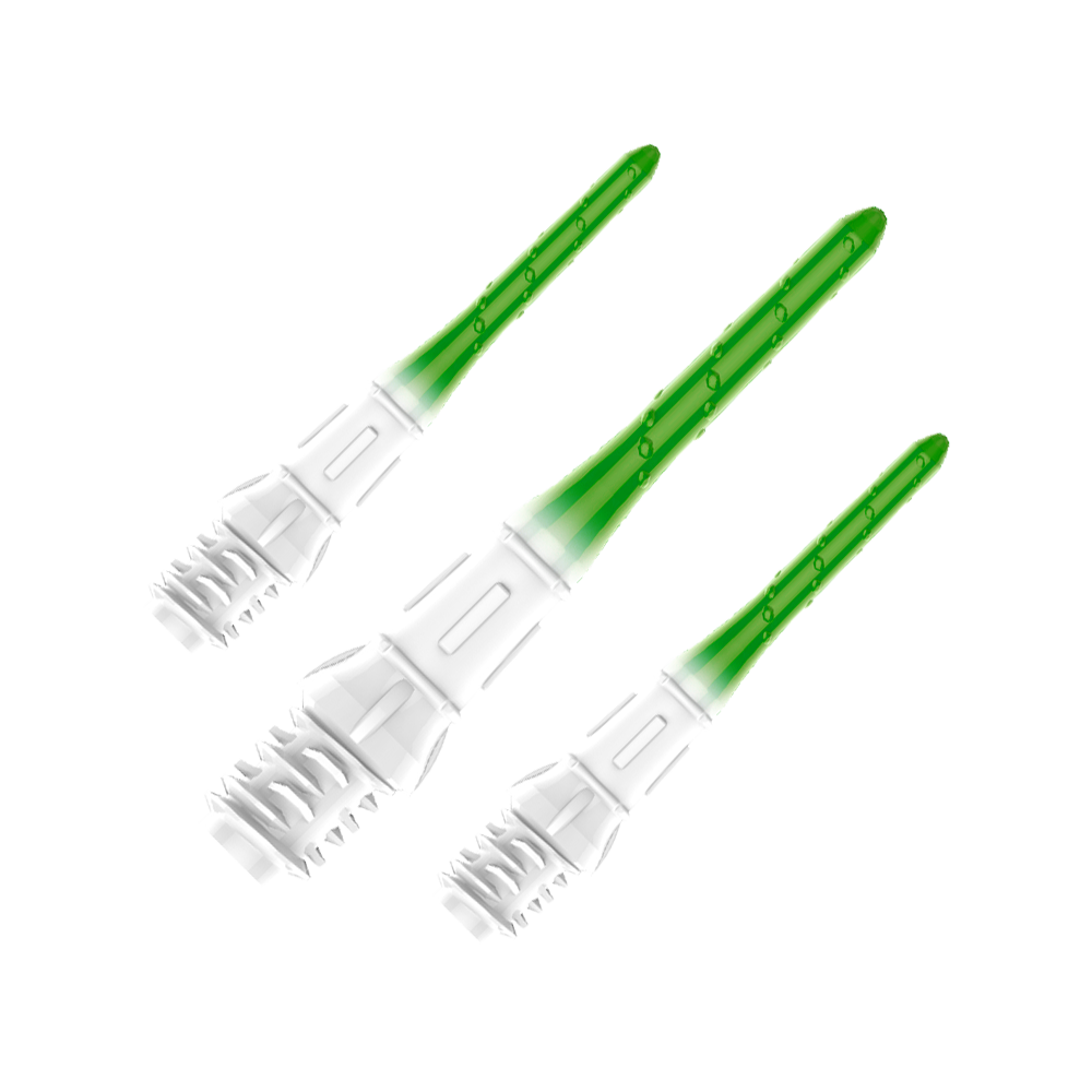 Das Bild zeigt ein Set von Dartspitzen namens L-Style Premium Lippoint Gradiation Dartspitzen 30erPack ForestGreen. Die Dartspitzen sind grün und für Softdarts geeignet.
