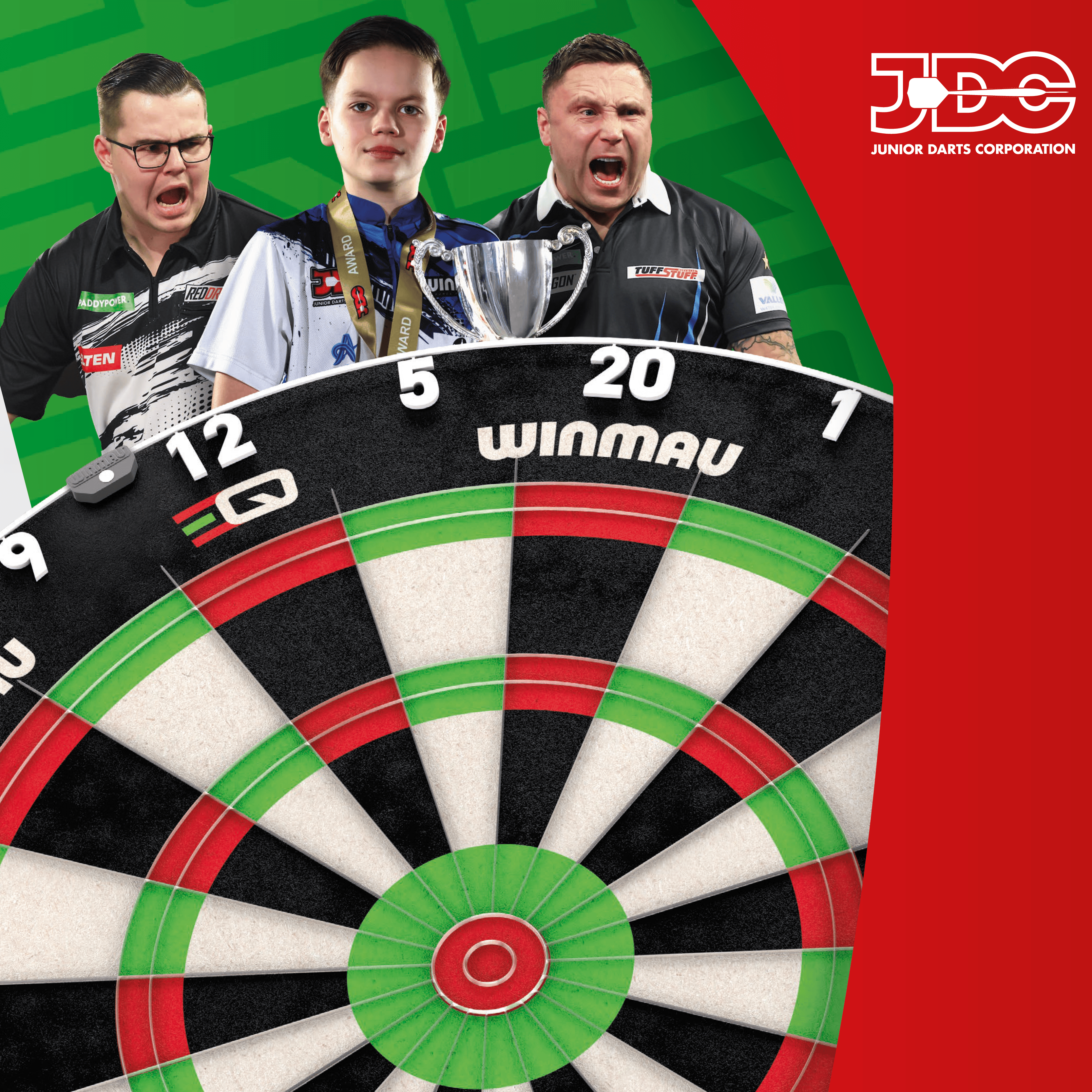 Das Winmau Equalizer Steeldartboard ist hier zu sehen. Es ist bekannt für seine hohe Qualität und gute Spielfläche.