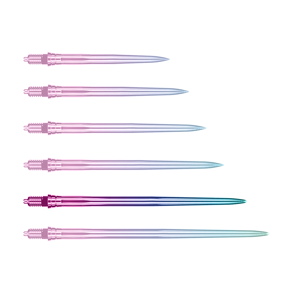 Caliburn EZ-EVO Dartspitzen - Smooth - Rainbow Das Foto zeigt EVO249 Caliburn EZ-EVO Dartspitzen Smooth Rainbow 45mm. Einzelne Dartspitzen in leuchtenden Regenbogenfarben sind zu sehen.