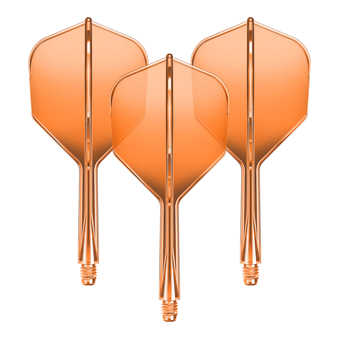 GOAT A1R No6 Flight-Shaft-System - Neon Orange Das Bild zeigt ein Produkt mit dem Namen GD8000260_GOAT_A1R_No6_Flight-Shaft-System_NeonOrange_26mm_1Set. Es handelt sich vermutlich um ein Dart-Zubehör in Neonorange mit einer Länge von 26 mm.
