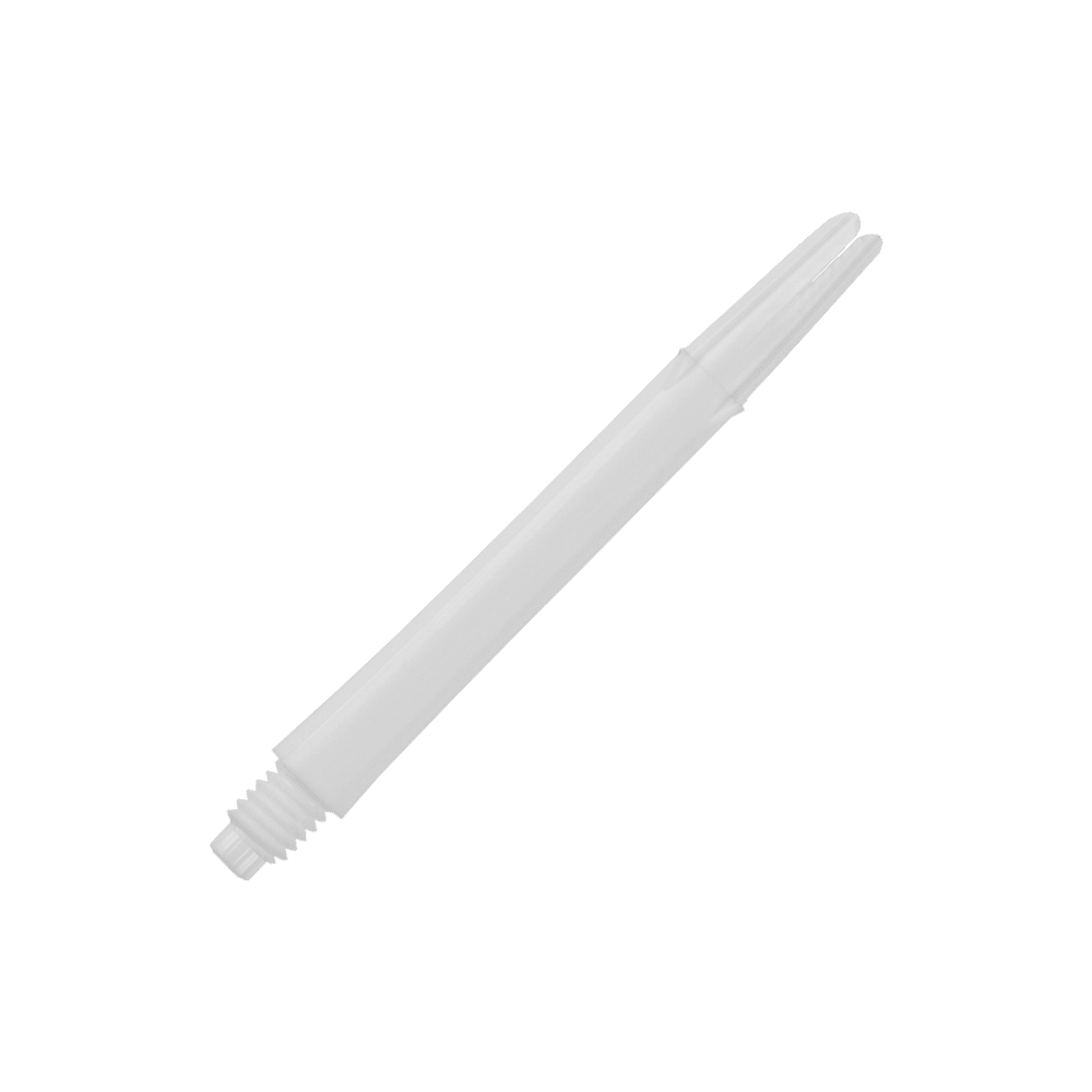 L-Style L-Shafts Locked Straight - White 330 Auf dem Bild ist ein gerader, weißer Dartshaft ohne Kappen zu sehen. Der Shaft ist schlicht gestaltet und hat eine Länge von 46 mm.