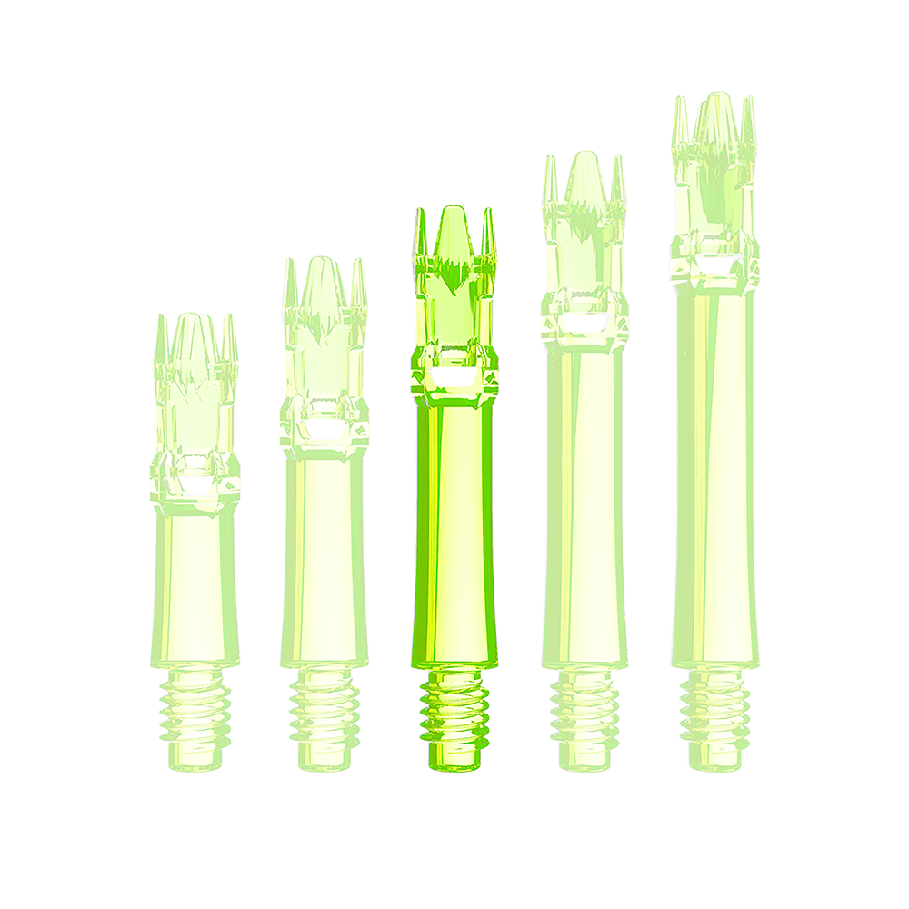 L-Style L-System Ersatzshafts - Neongelb Das Bild zeigt eine einzelne neongelbe Ersatzshaft. Die Shaft ist von vorne fotografiert.