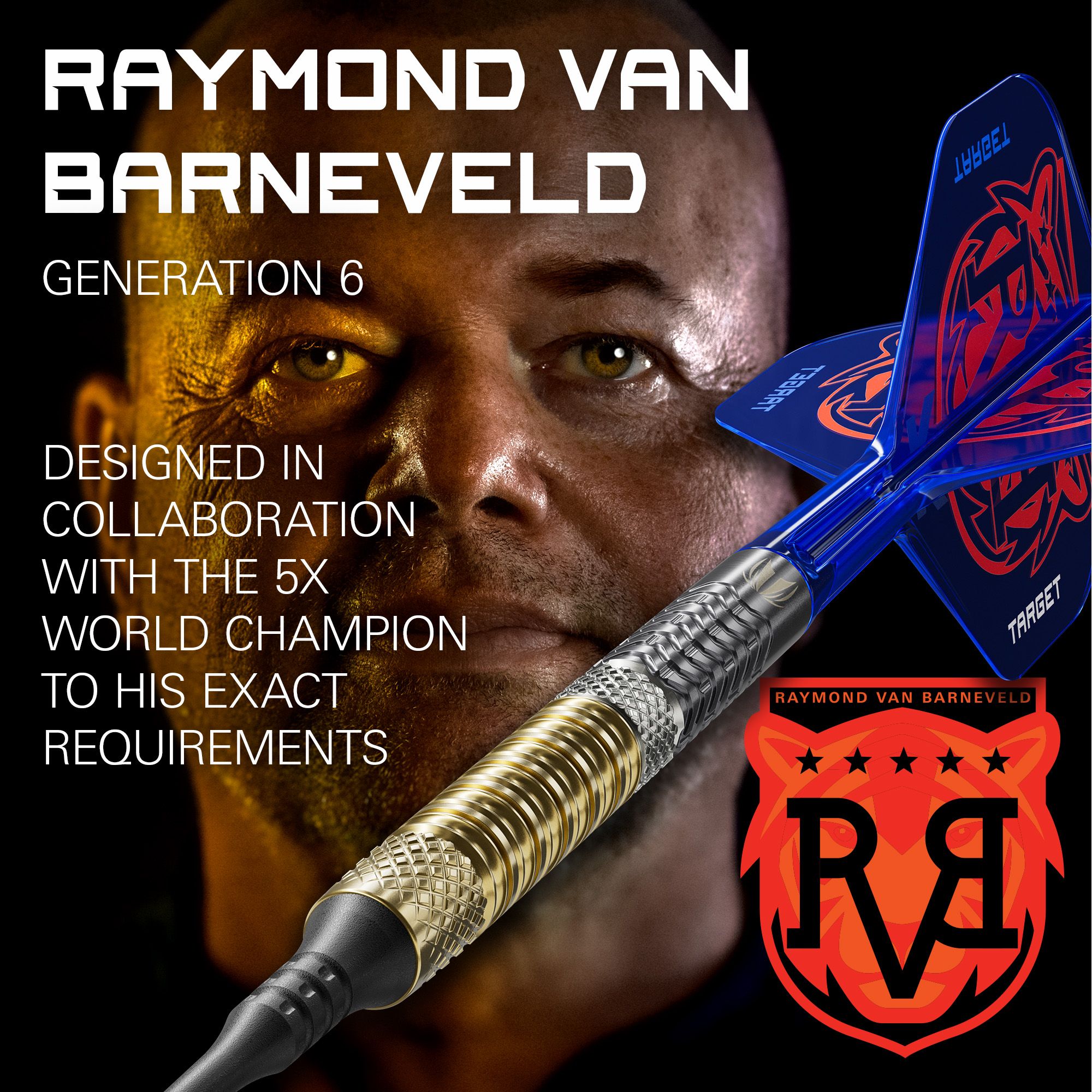 Target Raymond Van Barneveld GEN6 Softdarts Abgebildet sind die Target Raymond Van Barneveld GEN6 Softdarts. Diese Darts bieten Präzision und Komfort beim Spiel.