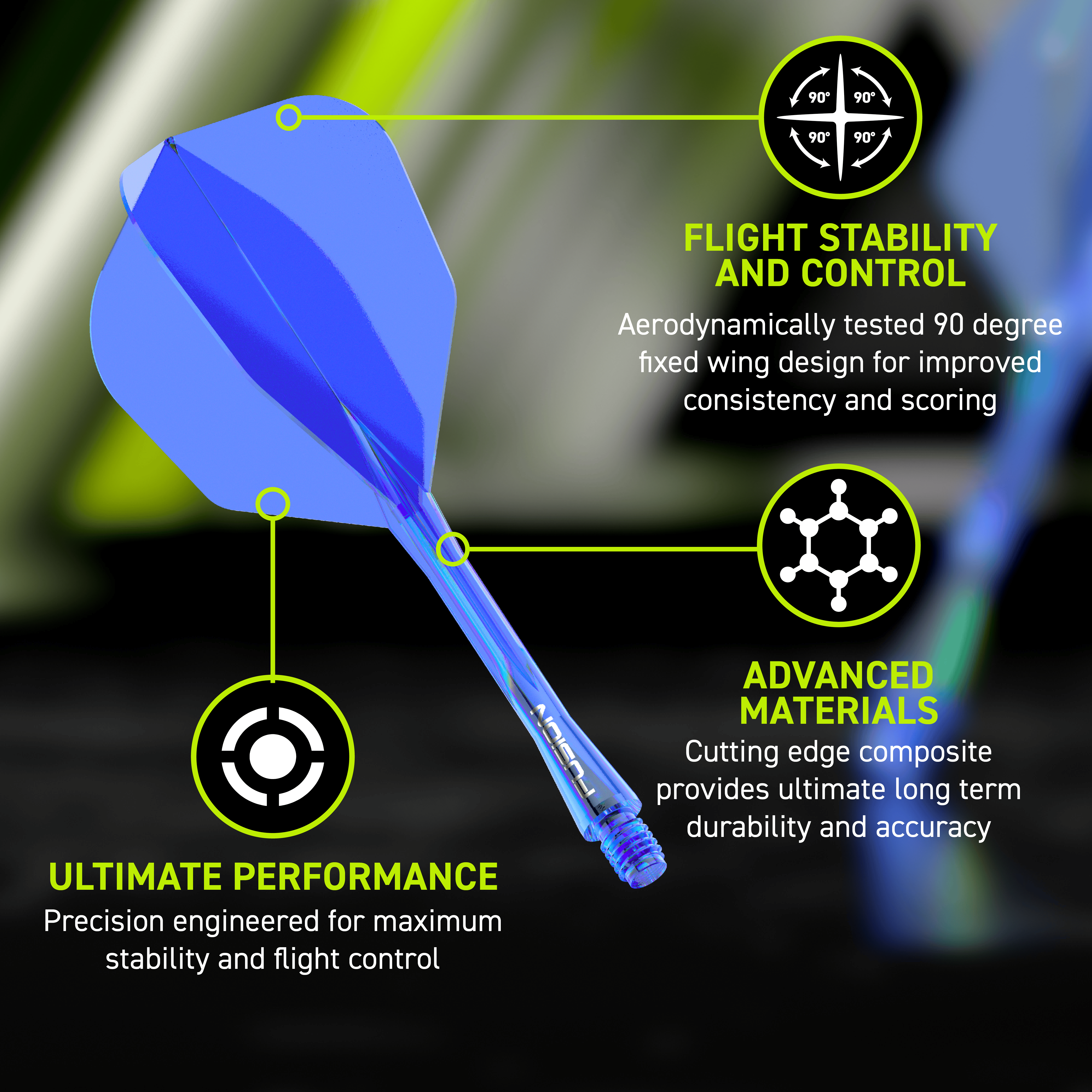 Winmau Fusion Flight-Shaft-System No6 Blau Das Winmau Fusion Flight-Shaft-System No6 in Blau ist zu sehen. Es bietet eine moderne Lösung für Dartspieler.