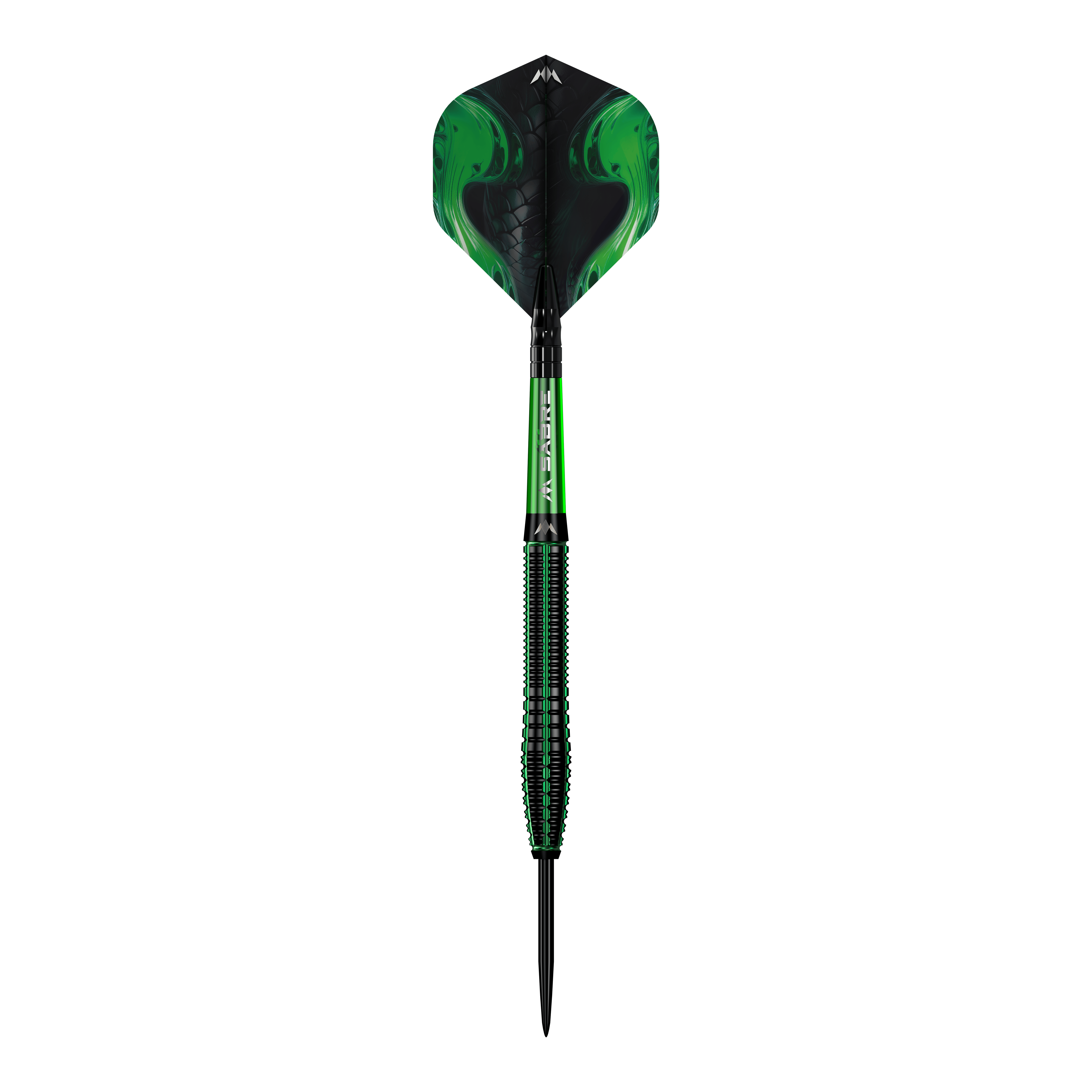 Mission Venom Steeldarts Ein einzelner Mission Venom Steeldart wird präsentiert. Die Konturen und das Design sind gut erkennbar.