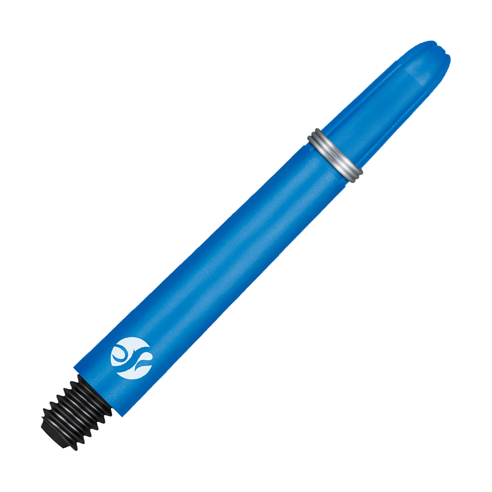 Shot Koi Carbon Shafts - Blau Dies ist ein blauer Carbon-Schaft für einen Dartpfeil. Am unteren Ende befindet sich ein schwarzes Gewinde zum Befestigen.