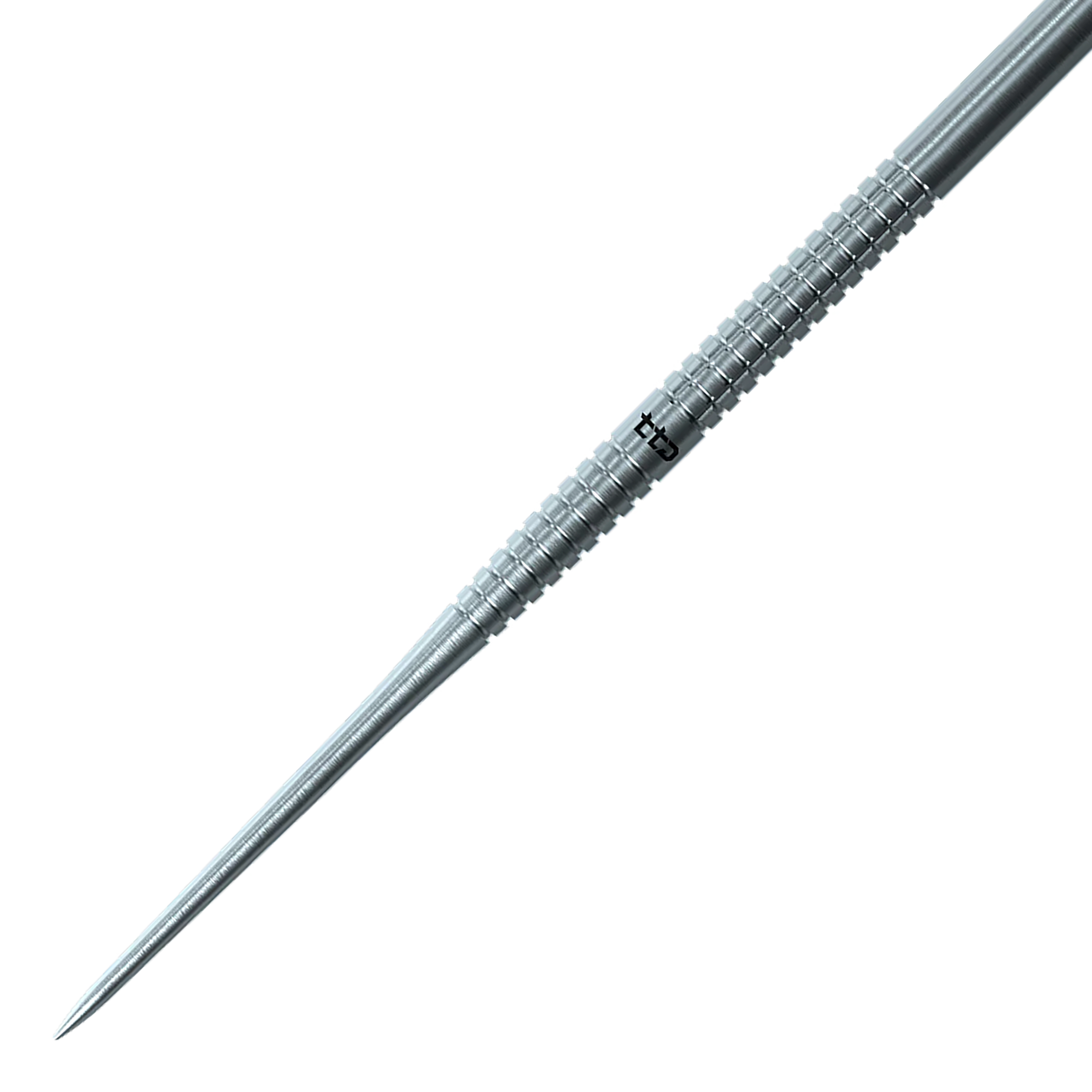 Hier ist das Produkt Caliburn TTD Complete Titanium T1 Silver Steeldarts - 5g abgebildet. Die Steeldarts sind aus silberfarbenem Titan gefertigt.