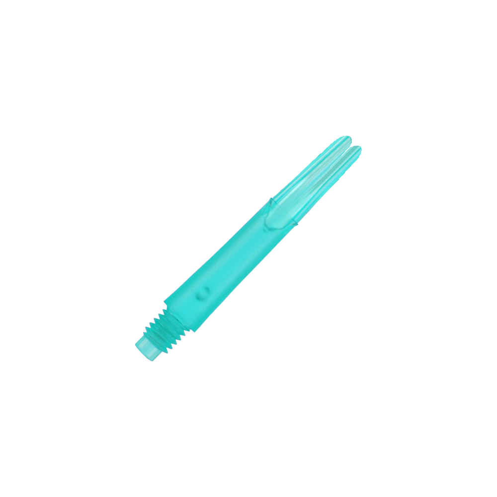 L-Style L-Shafts Locked Straight - Emerald 190 Auf dem Bild ist ein gerader, transparenter, smaragdgrüner Schaft zu sehen. Es handelt sich um ein Ersatzteil für einen Dartpfeil ohne Kappen.