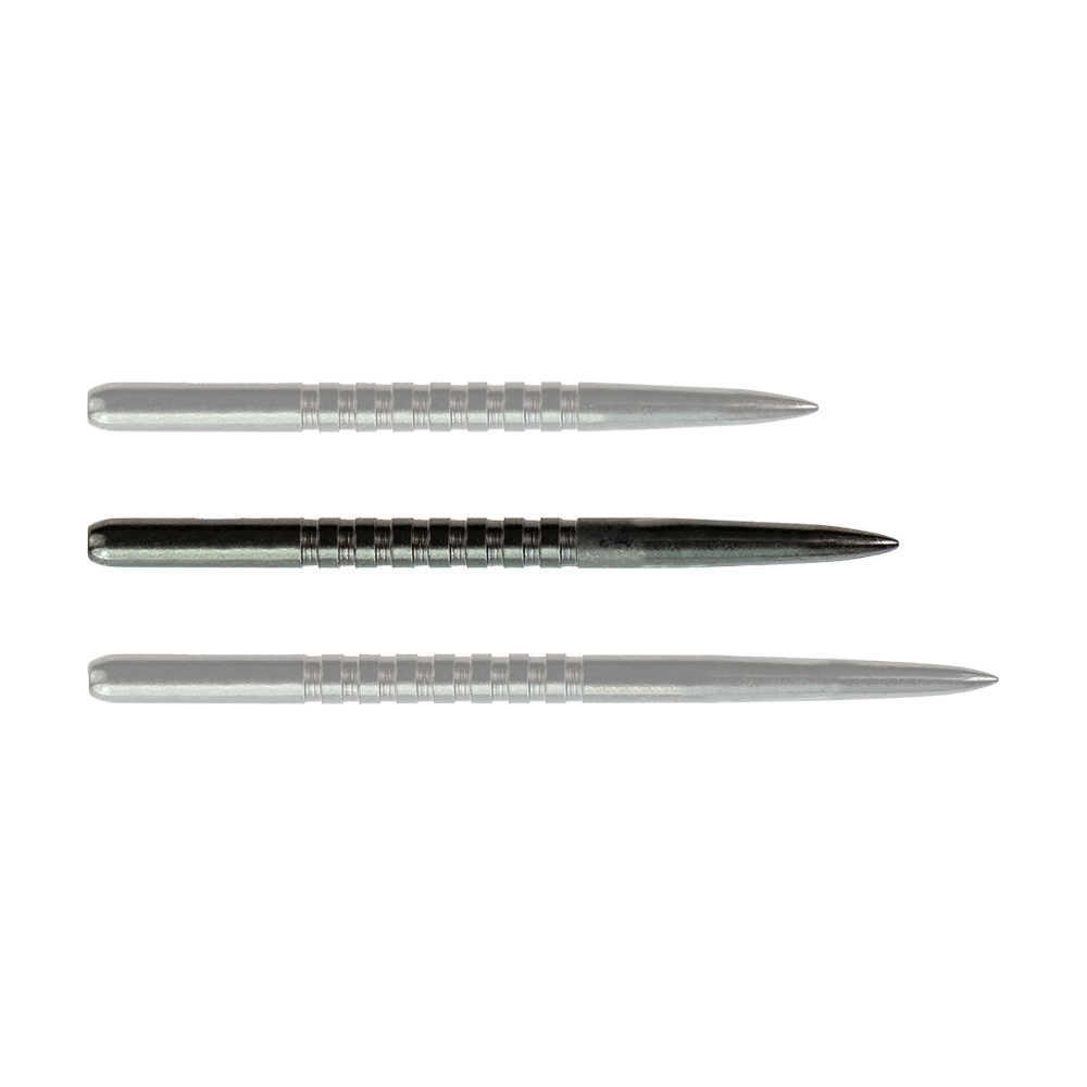 57752_Bulls_GP3_Steeldartspitzen_Schwarz_38mm_1QINSFTy8y5qPM Das Bild zeigt drei schwarze Steeldartspitzen des Modells "Bulls GP3". Sie sind nebeneinander auf einem weißen Hintergrund angeordnet.
