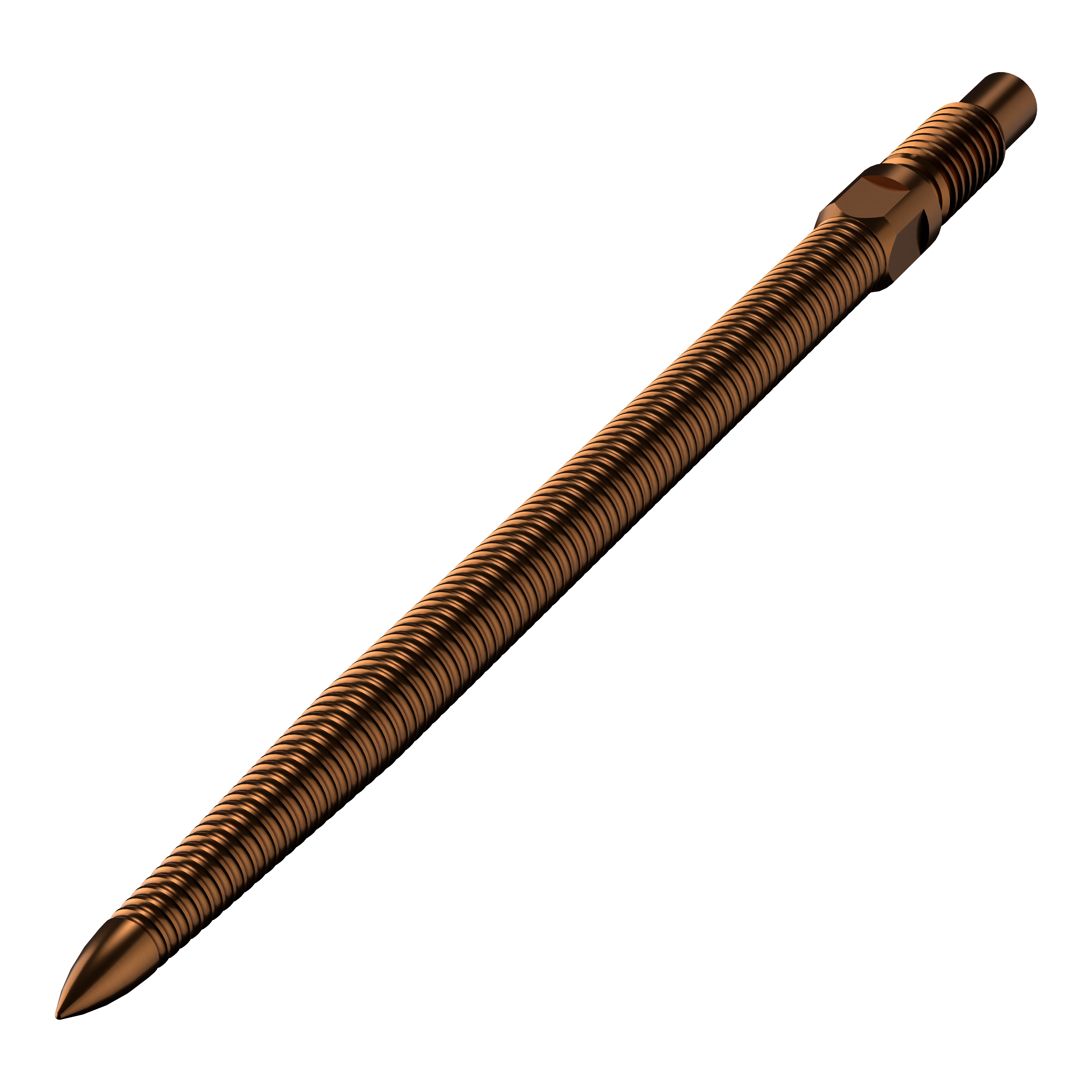Zu sehen ist eine Dartspitze mit MicroGrip in Bronze. Die Länge der Spitze beträgt 36mm.