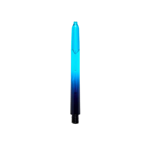 Pentathlon Vignette Plus Shafts schwarz/cyan Das Bild zeigt einen Pentathlon Vignette Plus Shaft in den Farben Schwarz und Cyan. Der Schaft hat ein Farbverlauf-Design, das von unten nach oben von Schwarz zu Cyan wechselt.