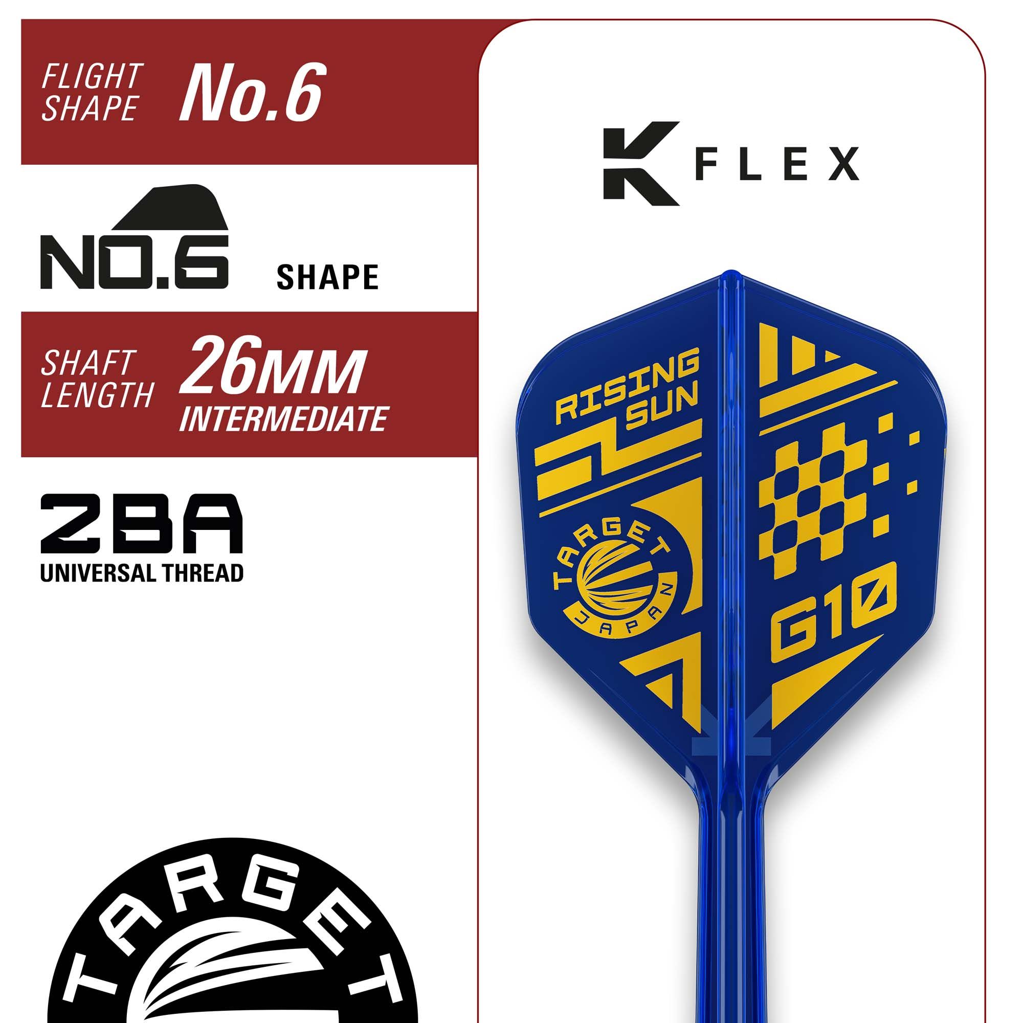 Target Japan Rising Sun GEN10 Softdarts - 21,5g Target Japan Rising Sun GEN10 Softdarts - 21,5g ist auf dem Bild zu sehen. Die Darts zeichnen sich durch hochwertige Verarbeitung aus.