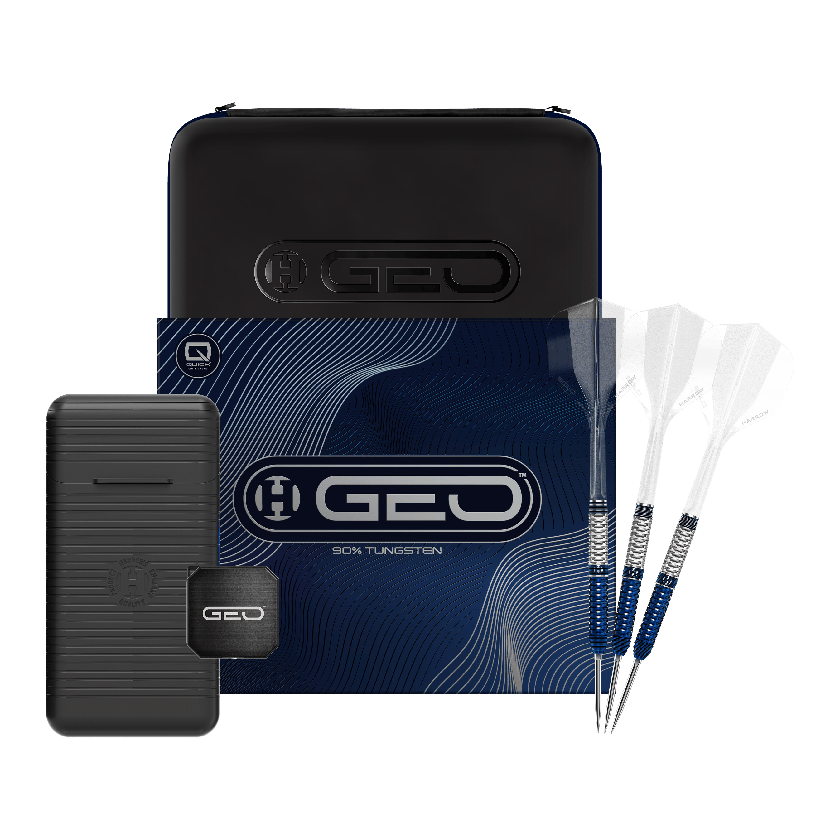 Harrows GEO Parallel Quick Point Steeldarts Abgebildet sind die Harrows GEO Parallel Quick Point Steeldarts. Das komplette Set ist auf dem Bild zu sehen.