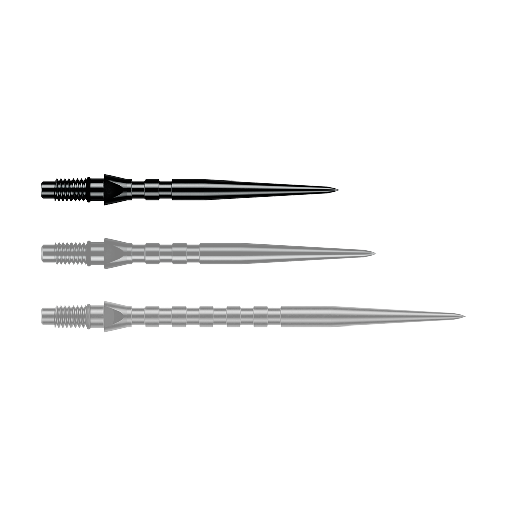Winmau Switch Point Groove Steeldartspitzen - Schwarz Abgebildet ist eine einzelne schwarze Winmau Switch Point Groove Steeldartspitze, 26 mm lang. Sie eignet sich zum Austausch von Steeldartspitzen.