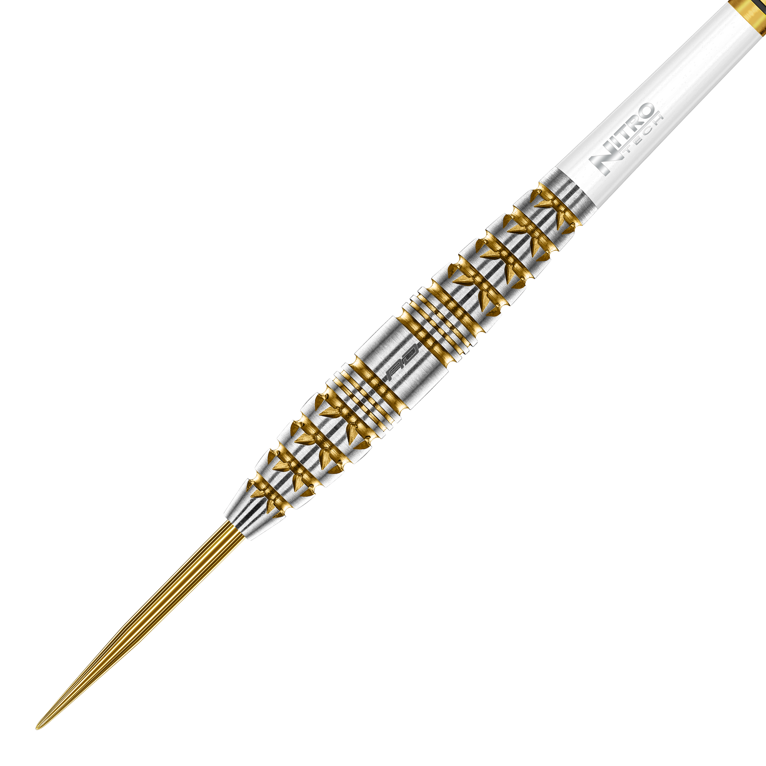 Red Dragon Paradym Gold Torpedo Steeldarts Das Foto zeigt die Red Dragon Paradym Gold Torpedo Steeldarts aus einer anderen Perspektive. Die Darts zeichnen sich durch ein elegantes, goldenes Design aus.