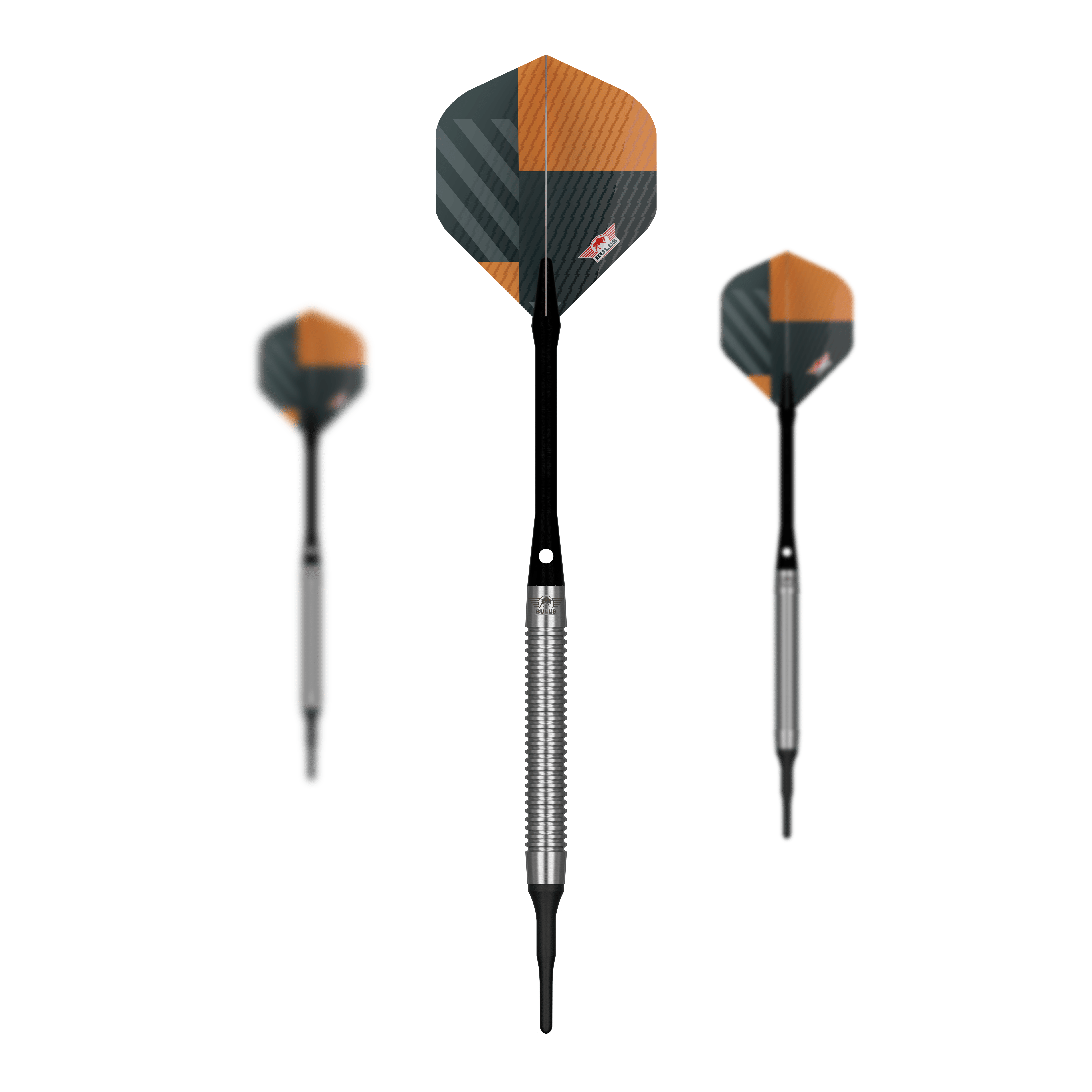 Bulls NL Volt Orange Softdarts - 18g Zu sehen ist ein Set Bulls NL Volt Orange Softdarts - 18g. Mehrere Pfeile werden gemeinsam präsentiert.