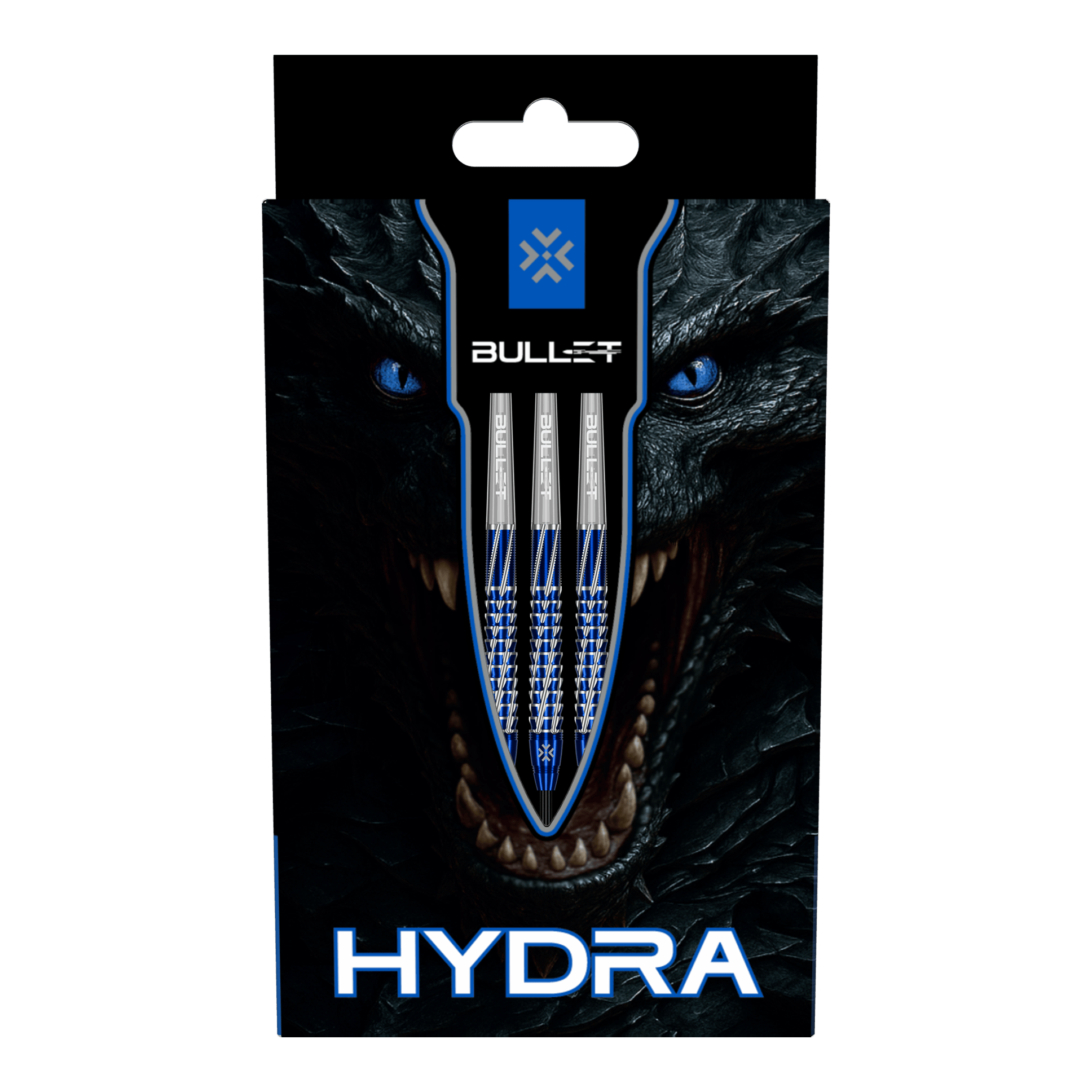 Das Bild zeigt Bullet Hydra Steeldarts. Diese Steeldarts eignen sich für präzises und professionelles Dartspiel.