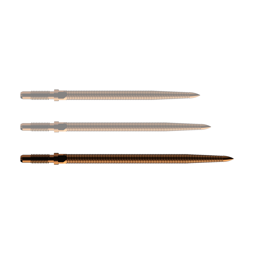 Dieses Bild zeigt einen MicroGrip Bronze Convertible Point mit 40mm Länge. Abgebildet ist ein Dart-Ersatzteil, vermutlich eine Spitze.