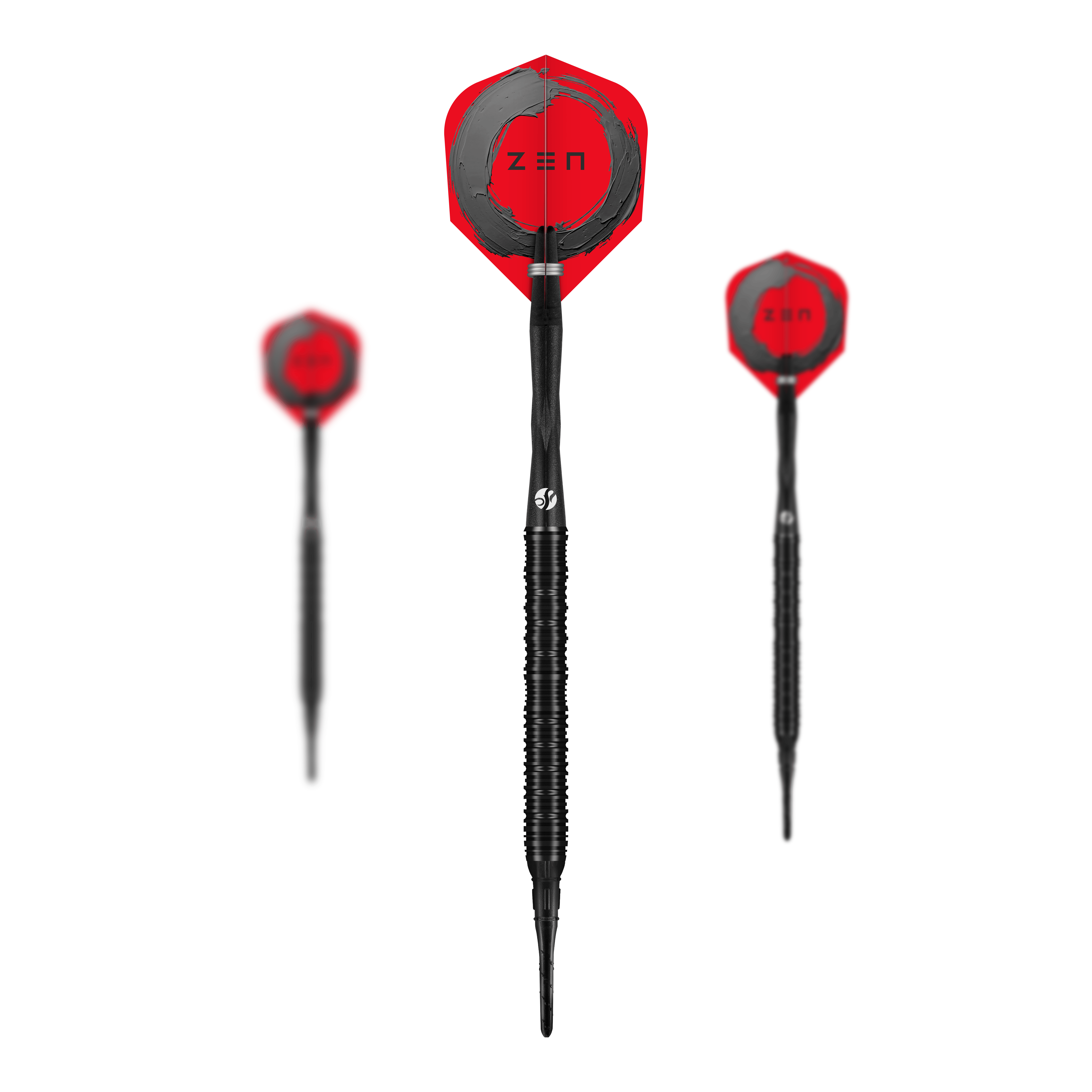 Shot ZEN Straight Softdarts - 20g Das Bild zeigt ein Set der Shot ZEN Straight Softdarts - 20g. Das Set ist komplett für den Dartgebrauch ausgelegt.