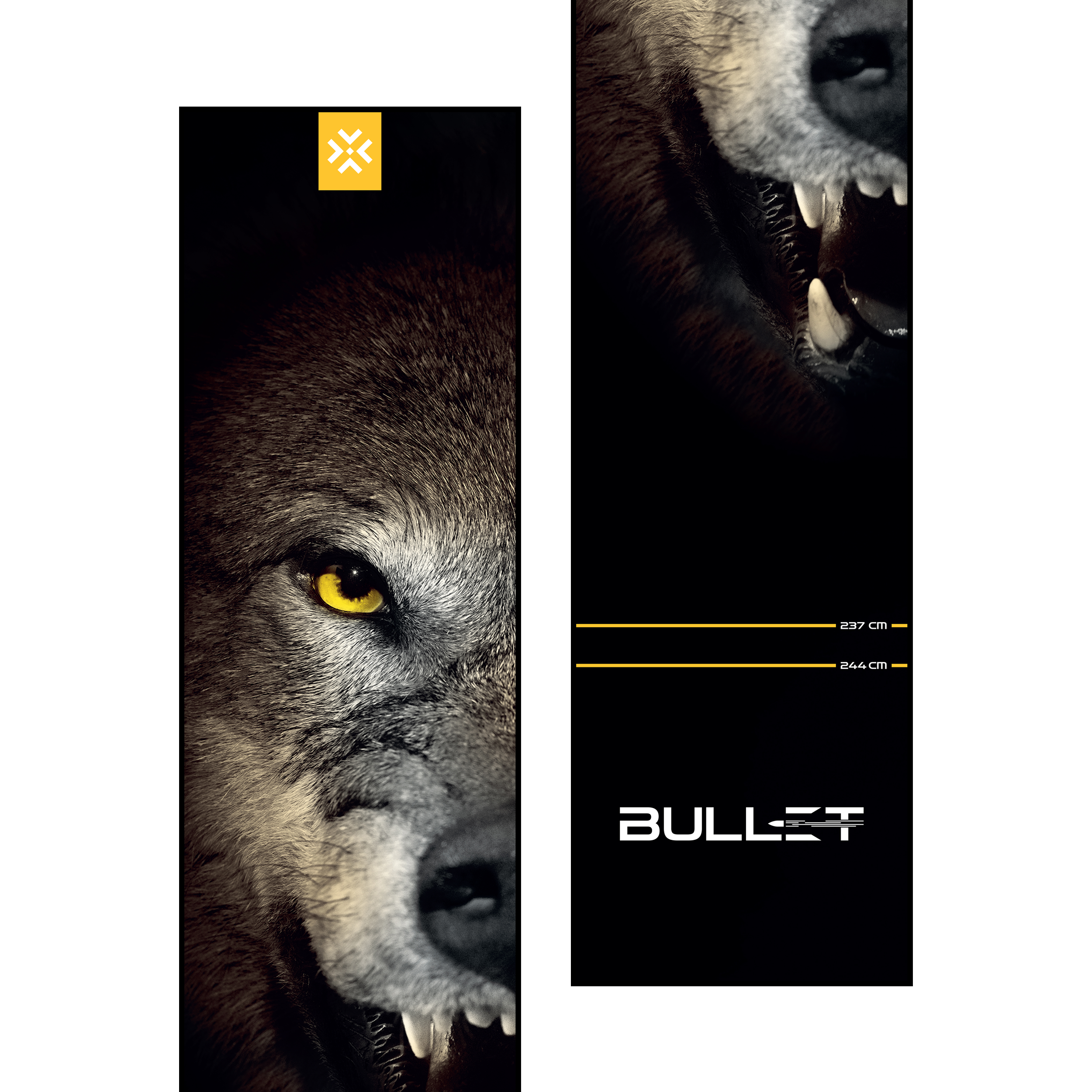 Bullet Fang Dartmatte Hier sieht man die Bullet Fang Dartmatte. Sie dient als Schutzunterlage für den Dartbereich und hilft beim richtigen Stellen der Wurflinie.