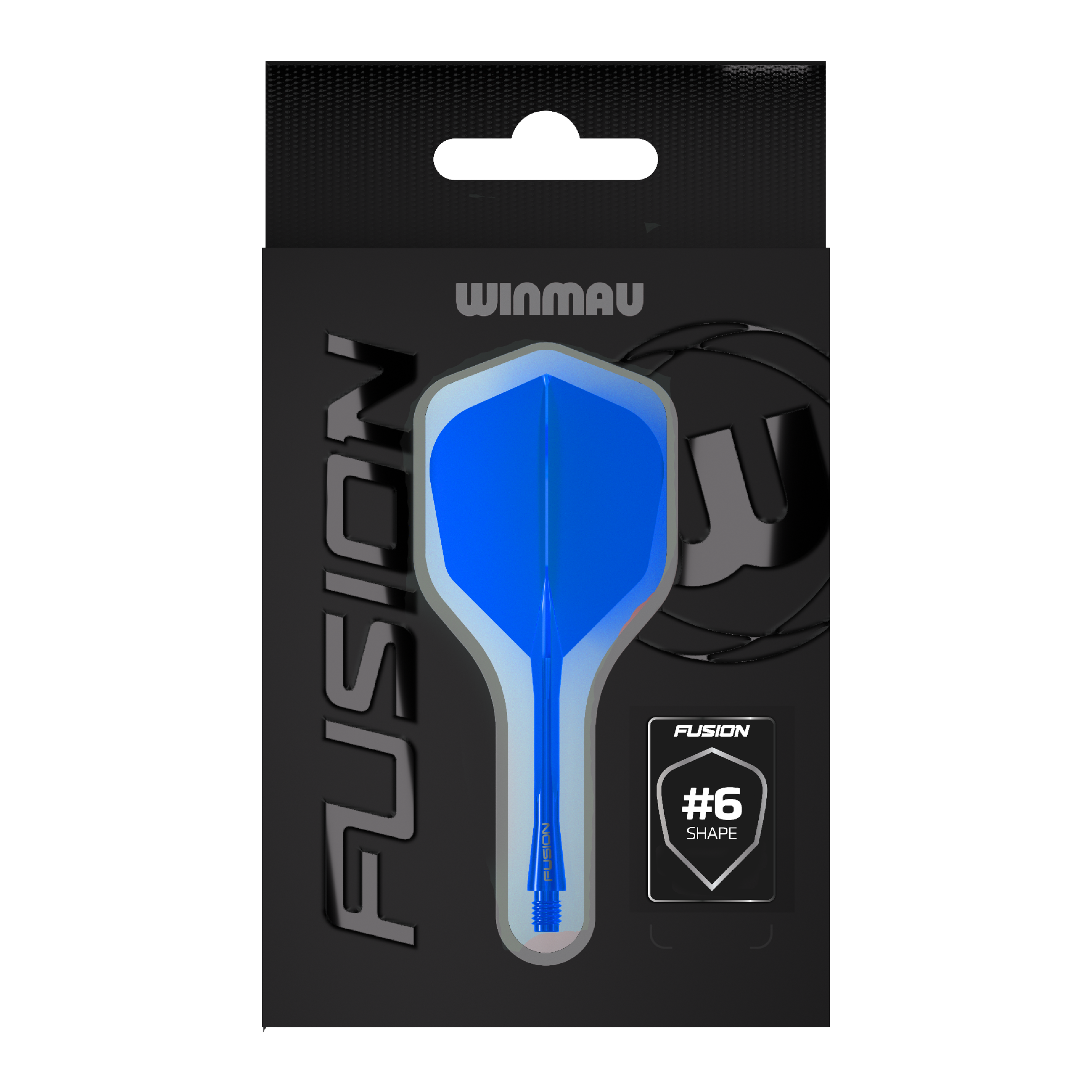 Winmau Fusion Flight-Shaft-System No6 Blau Auf dem Bild befindet sich das Winmau Fusion Flight-Shaft-System No6 in Blau. Dieses Accessoire wird für das Dartspiel verwendet.