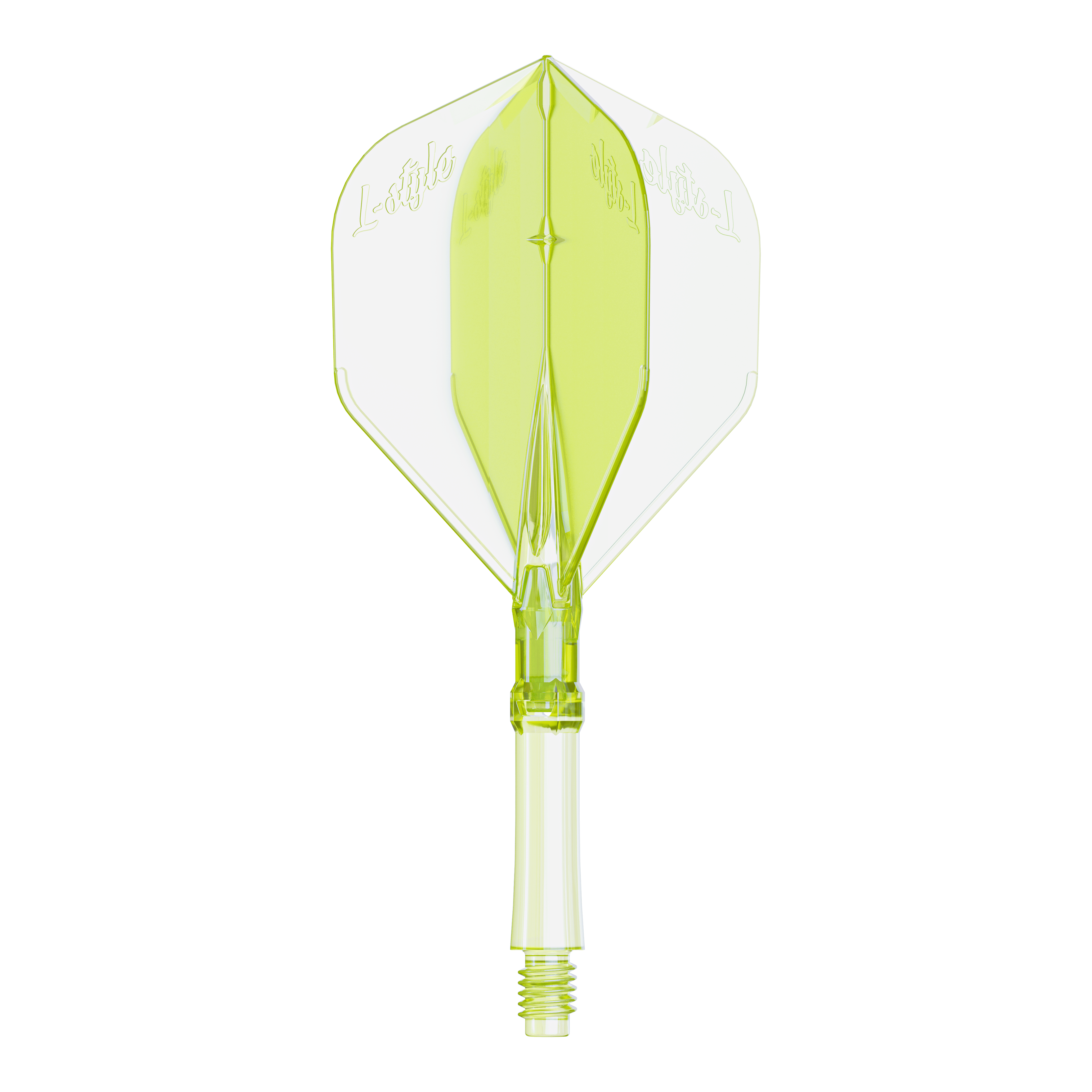 L-Style L-Sytem Flights - Neon Yellow-260 Das Bild zeigt ein Flight für Dartpfeile in Neon-Gelb, mittlere Größe. Es ist passend für das L-Style L-System.
