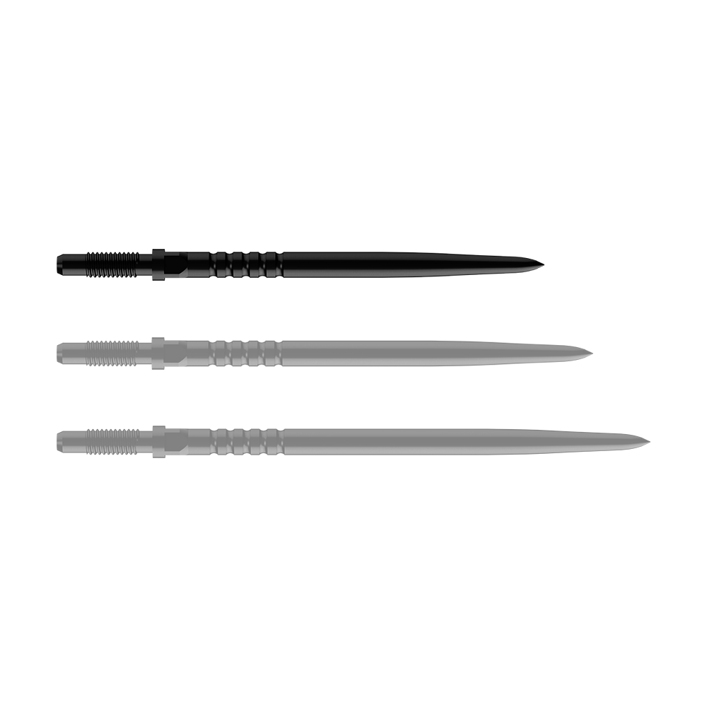Bulls NL Convertible Point Dartspitzen - Ringed Grip - Schwarz Abgebildet ist ein Dartspitzen-Set. Es handelt sich um BullsNL Convertible Points mit Ringed Grip in Schwarz, 32mm.