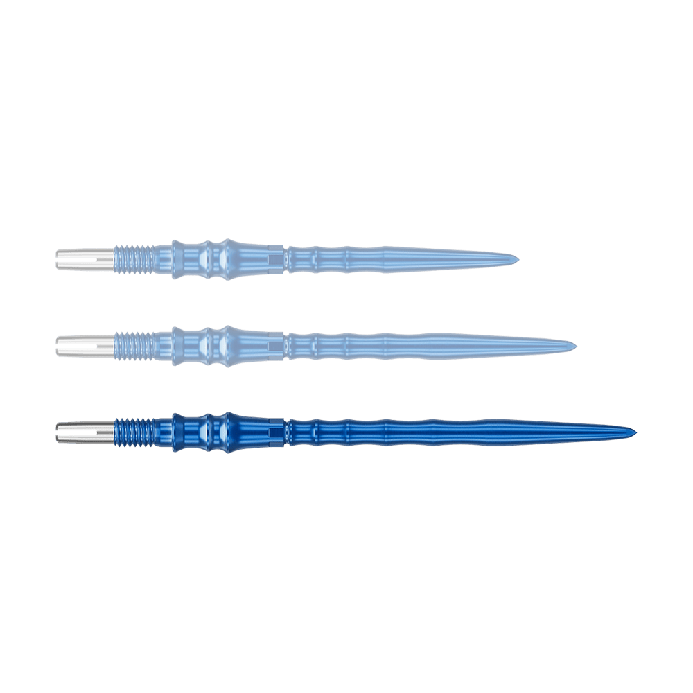 Target Japan Premium Swiss Point Dartspitzen - Blau Das Bild zeigt eine blaue Dartspitze. Die Spitze ist 40 mm lang.