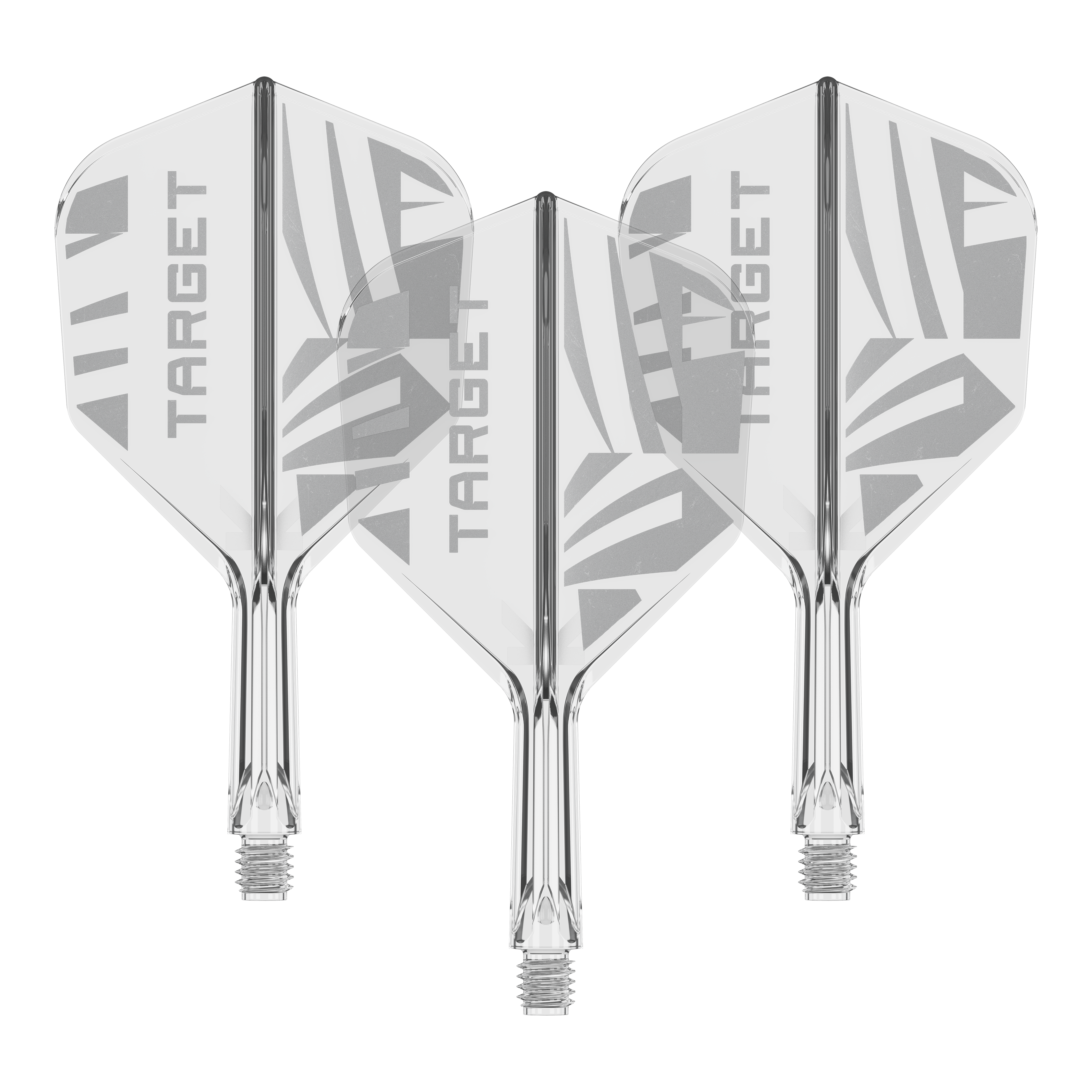 Im Bild sieht man ein Set Target K-Flex Clear No6 Flights in 19 mm. Mehrere Flights sind vorhanden.
