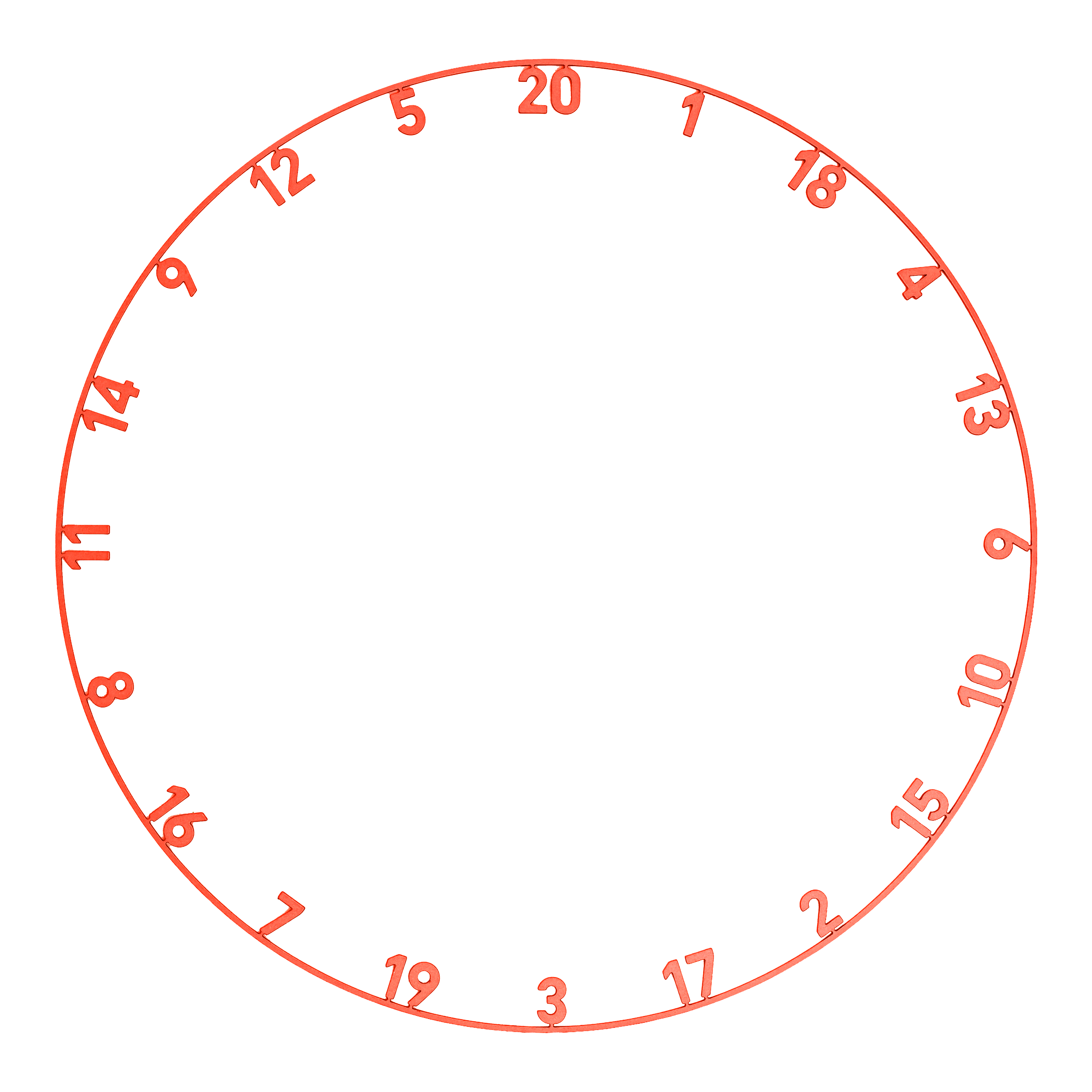 Precise 180 OnePiece Lasercut Zahlenring Das Bild zeigt einen Zahlenring mit Lasercut-Design in Inferno Red. Dieses Zubehör gehört zum Darts-Sport.
