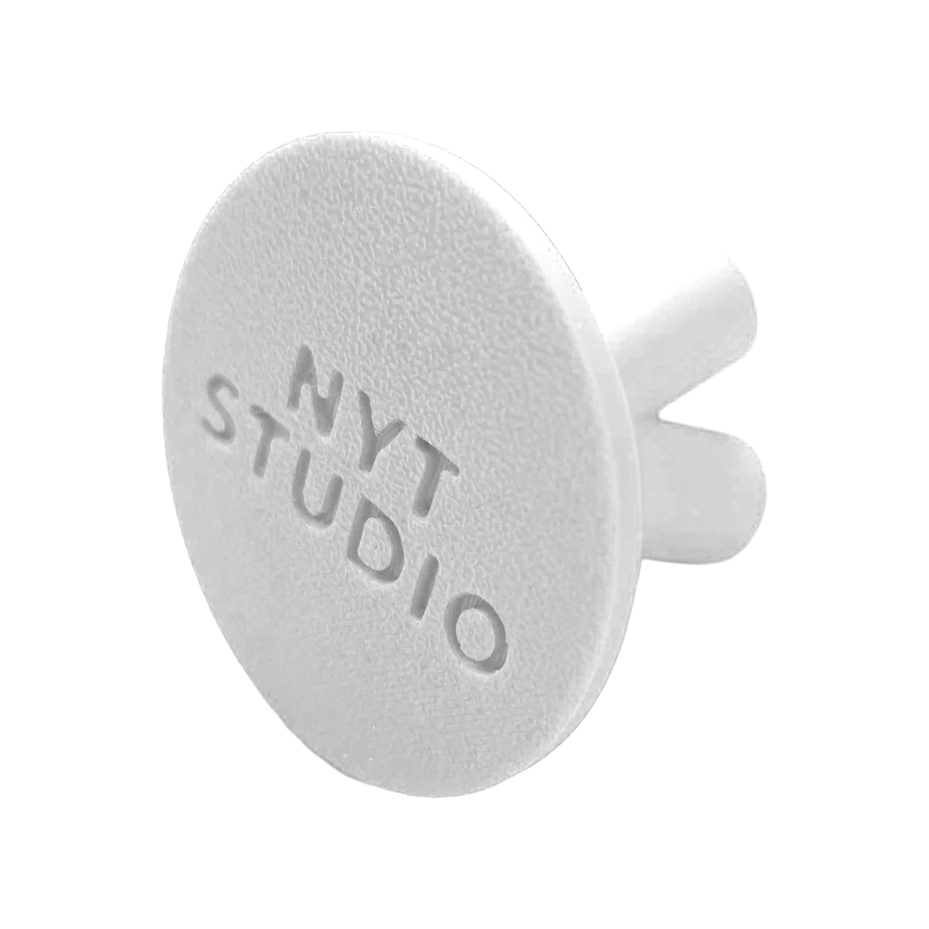 NYT Studio Compact Darthalter Abgebildet ist ein weißer, kompakter Darthalter von NYTStudio. Das Modell trägt den Namen '678_NYTStudio_Compact_Darthalter_Wei_3'.