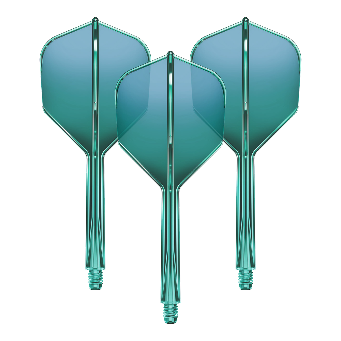 Dieses Bild zeigt ein Flight-Shaft-System für Darts in Grün mit einer Länge von 33mm. Es handelt sich um ein Set, wahrscheinlich GOAT A1R No6.
