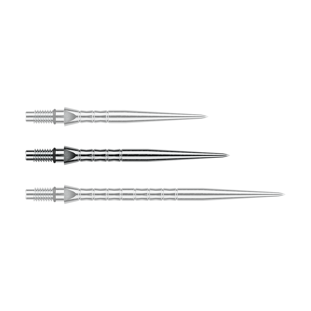 Winmau Switch Point Wave Steeldartspitzen - Silver Effect Ein Bild mit dem Dateinamen Winmau_Switch_Point_Wave_Silver_Effect_Steeldartspitzen_30mm_1. Es handelt sich wahrscheinlich um silberne Steeldartspitzen mit Wave-Effekt, 30 mm lang.