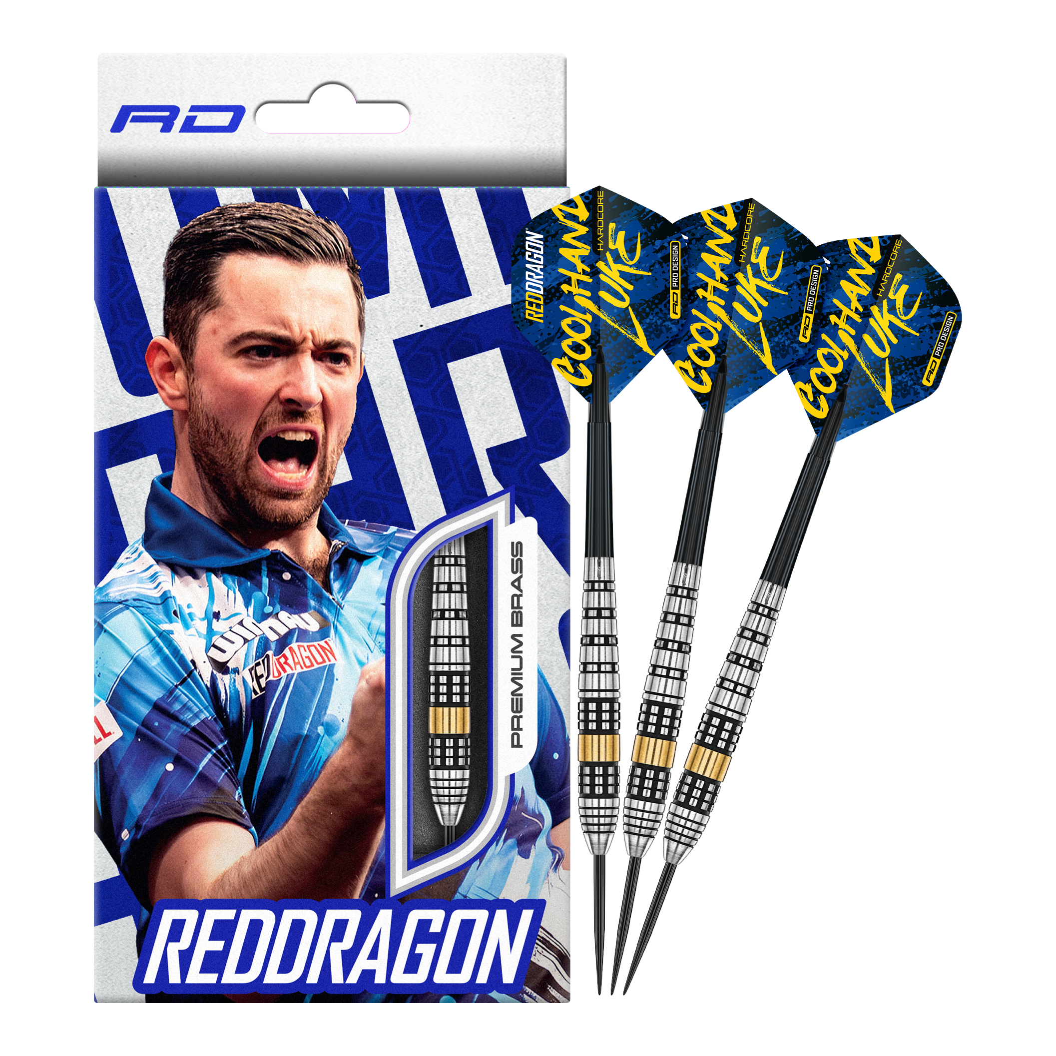Red Dragon Luke Humphries Brass Steeldarts - 21 g Red Dragon Luke Humphries Brass Steeldarts - 21 g sind hochwertige Steeldarts. Das Bild zeigt die gesamte Länge eines Dartpfeils.