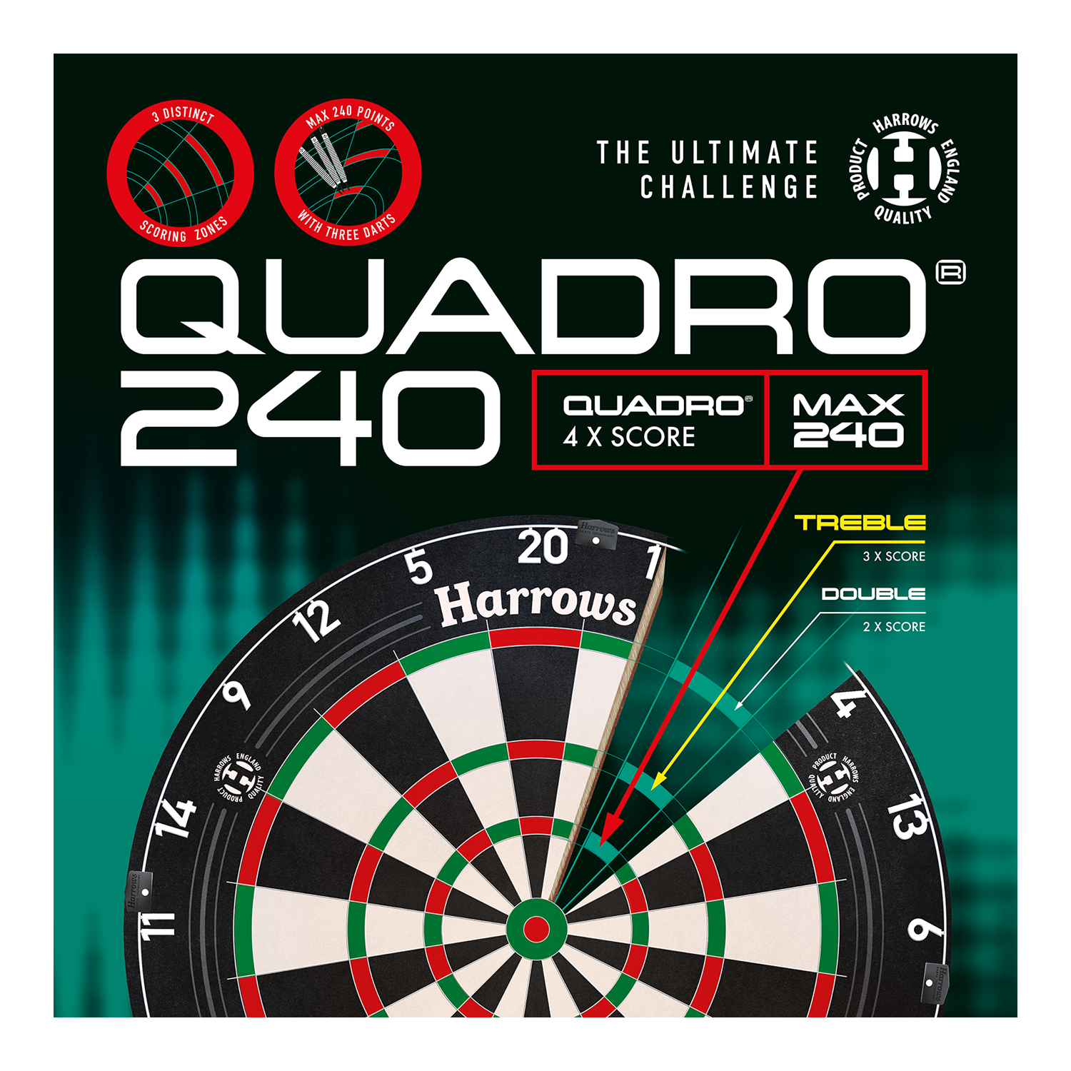 Harrows Quadro 240 Steeldartboard