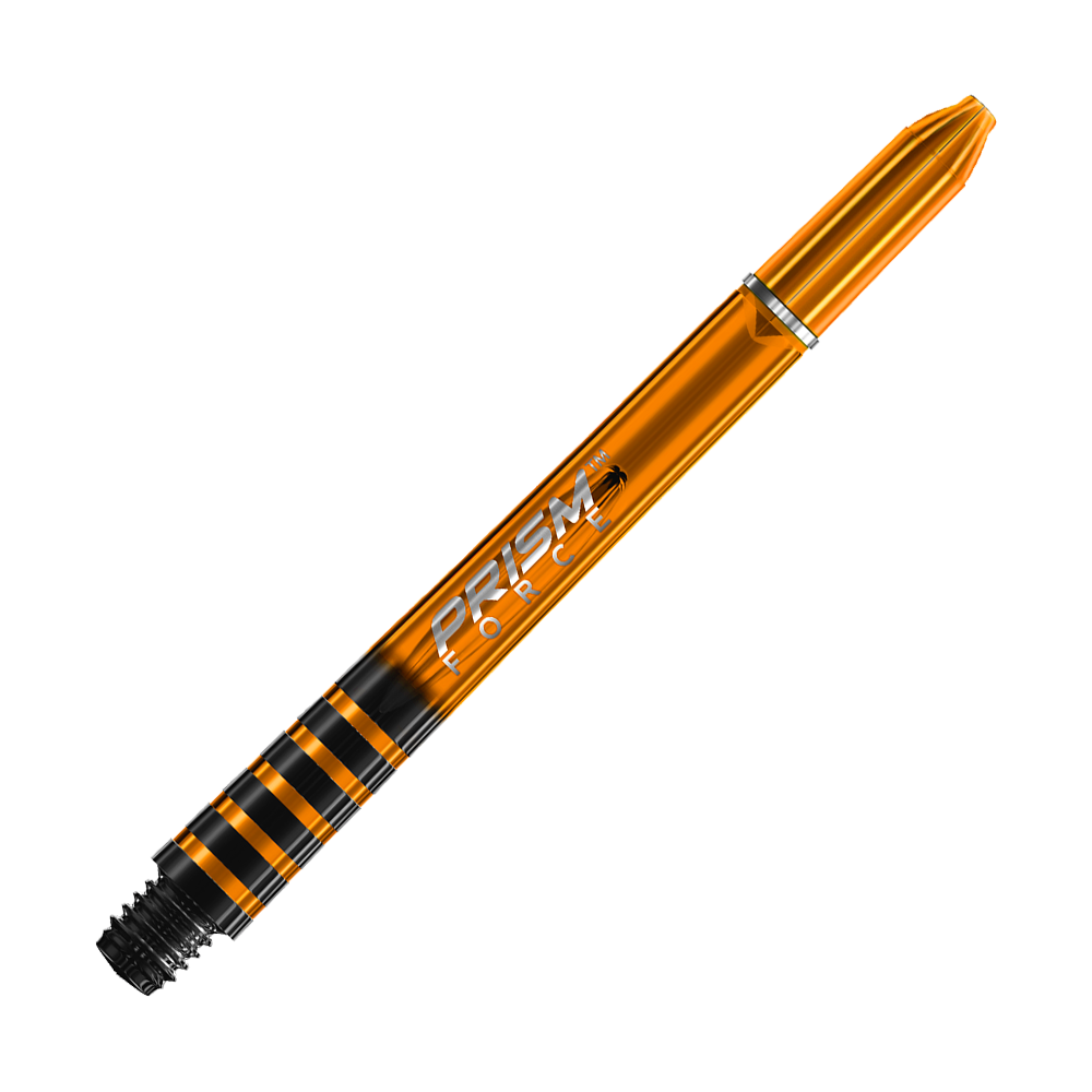 7020-207_Winmau_Prism_Force_Shafts_Orange_48mm_2GU8JQhYINN510 Das Bild zeigt einen orangefarbenen Winmau Prism Force Shaft. Der Schaft hat ein glänzendes Design mit silberner Aufschrift.