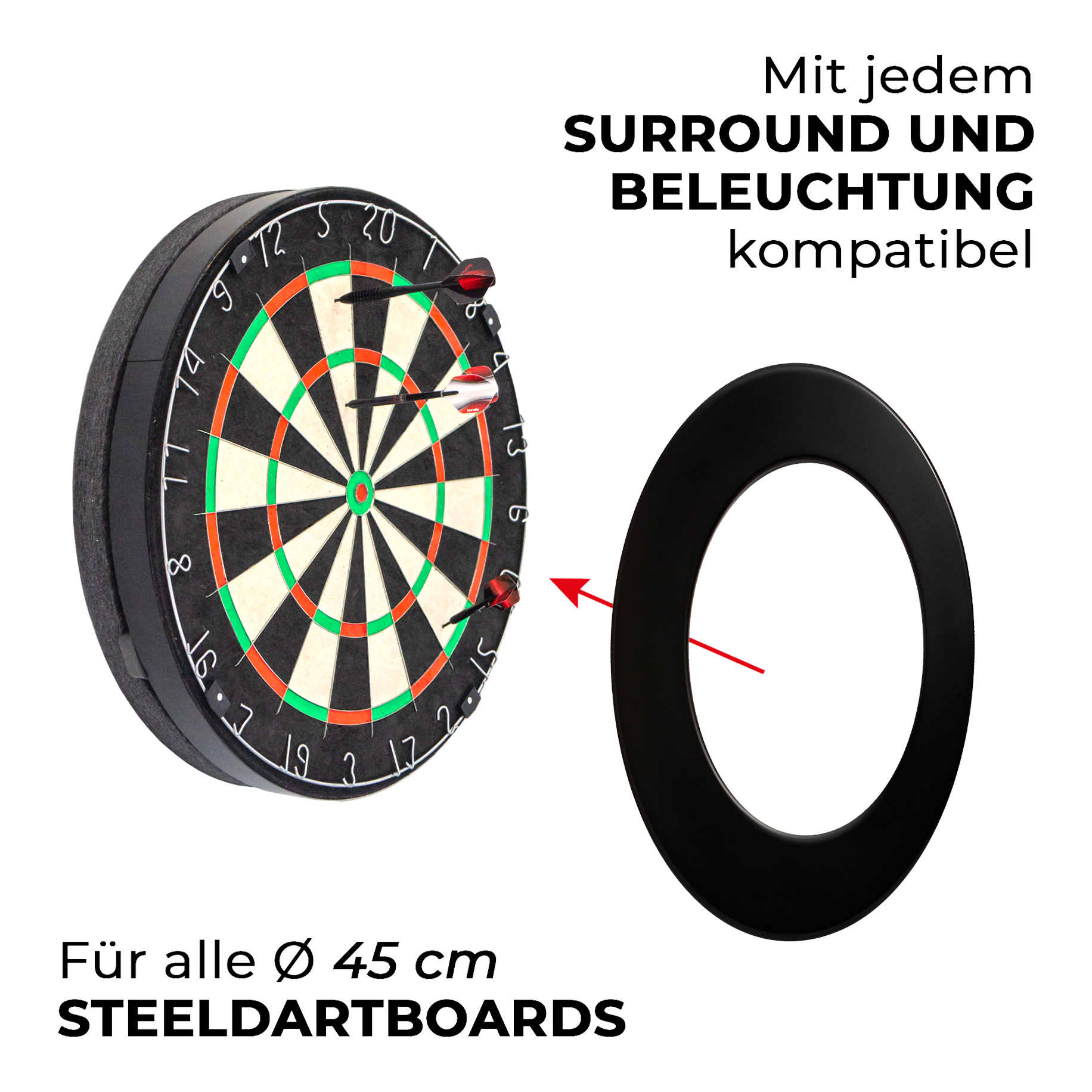 Kompakter Schallschutz Karella für Steeldartboards Dies ist der kompakte Schallschutz Karella für Steeldartboards. Der Schallschutz hilft, den Lärm beim Dartspiel zu verringern.