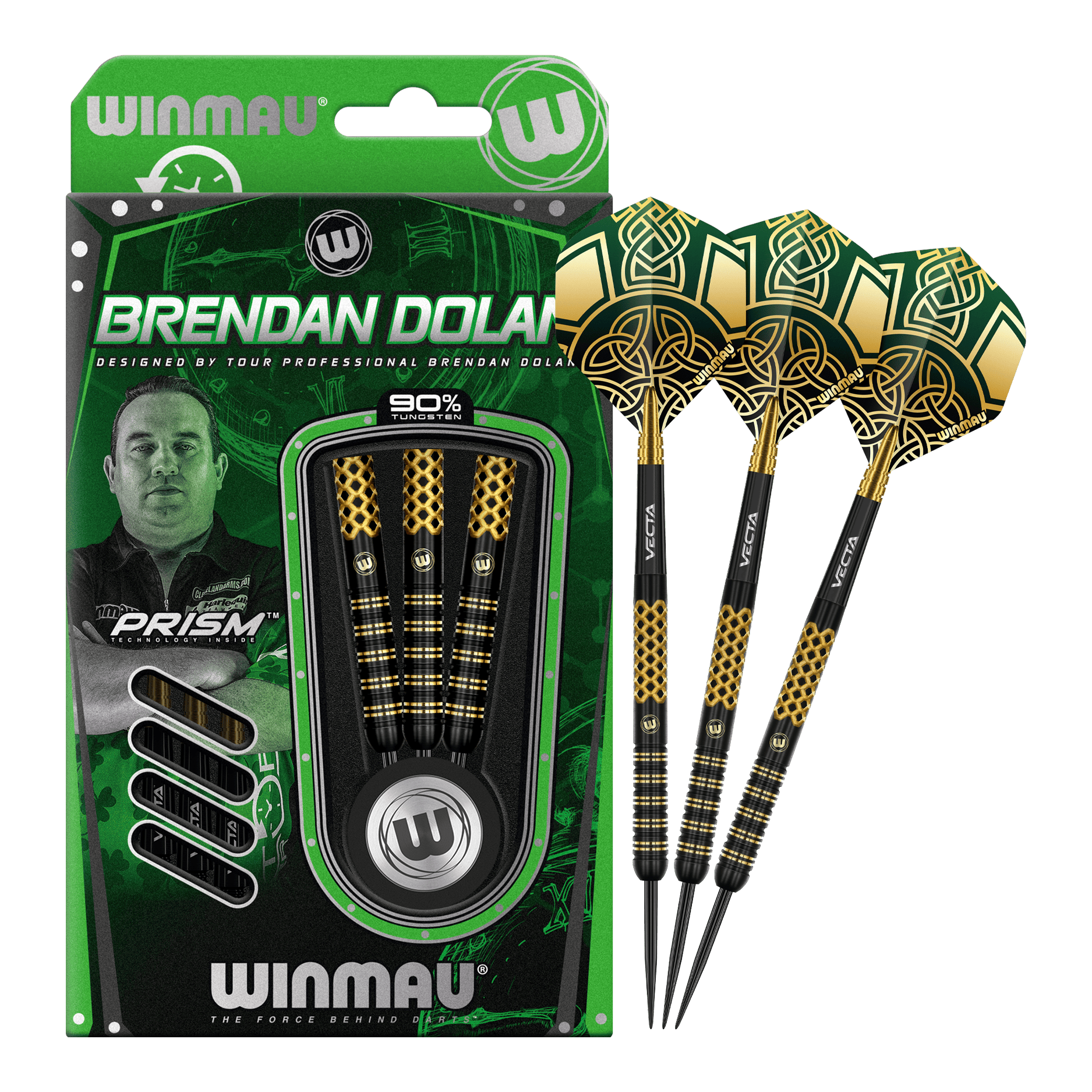 Winmau Brendan Dolan Signature Series Steeldarts werden präsentiert. Das Produkt bietet professionelle Qualität für Dartspieler.