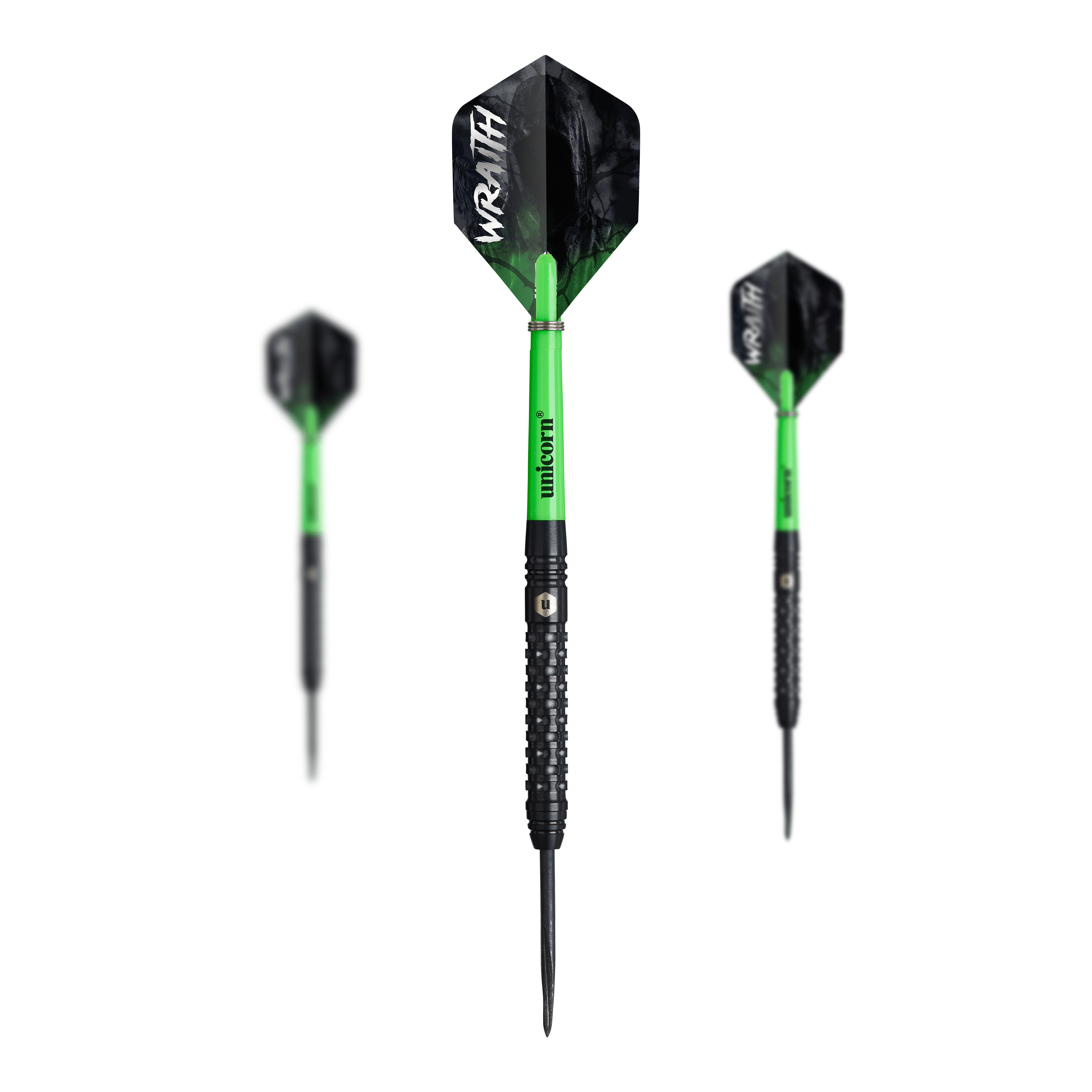 Unicorn Wraith Steeldarts Das Set Unicorn Wraith Steeldarts ist zusammen abgebildet. Das Produkt wirkt hochwertig.
