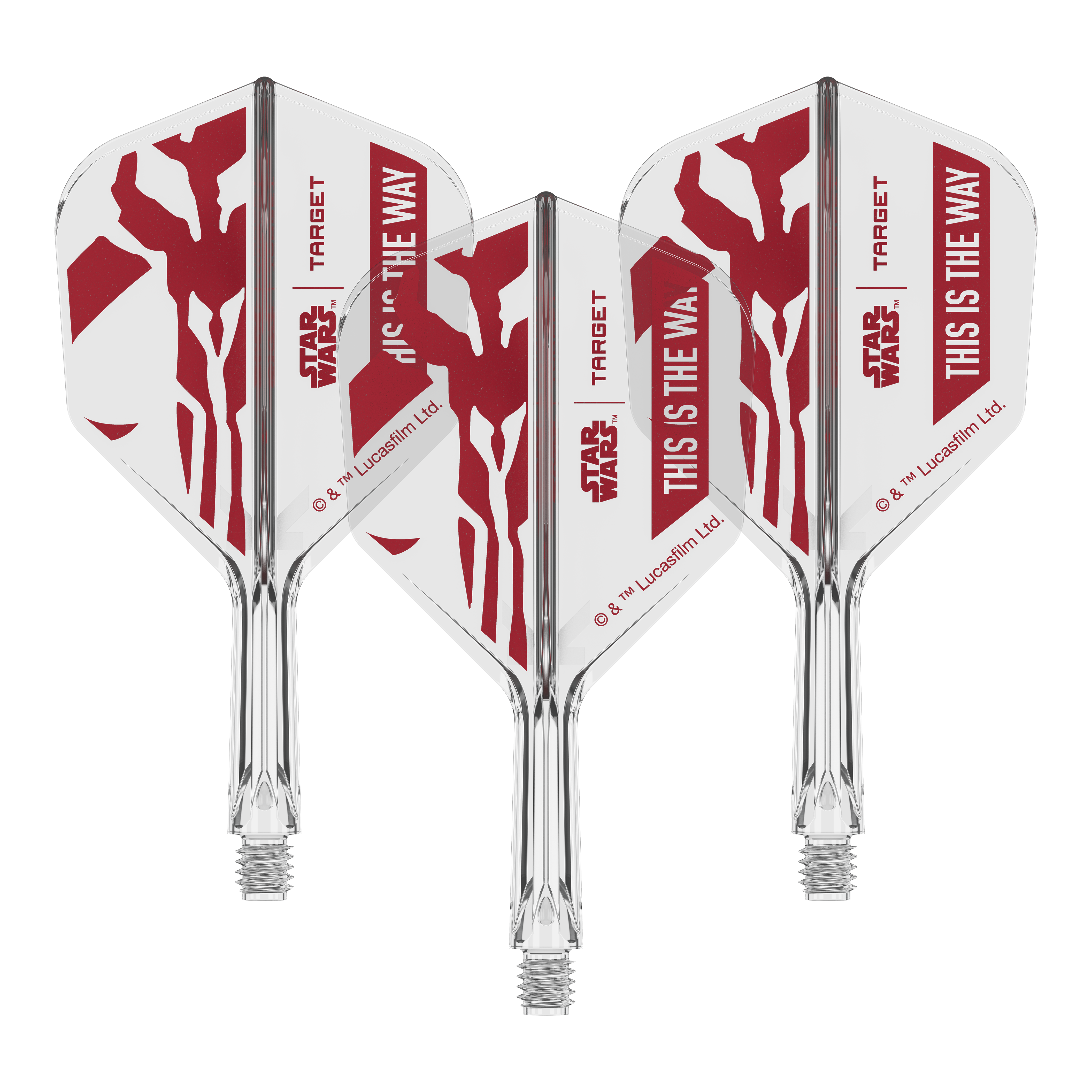 Target Star Wars K-Flex-Set Mandalorian No6 Flights Dieses Motiv zeigt den Schriftzug 'This Is The Way' aus Star Wars auf einem Dart-Flügel. Der No6 Flight ist 19 mm groß und eignet sich für Darts.