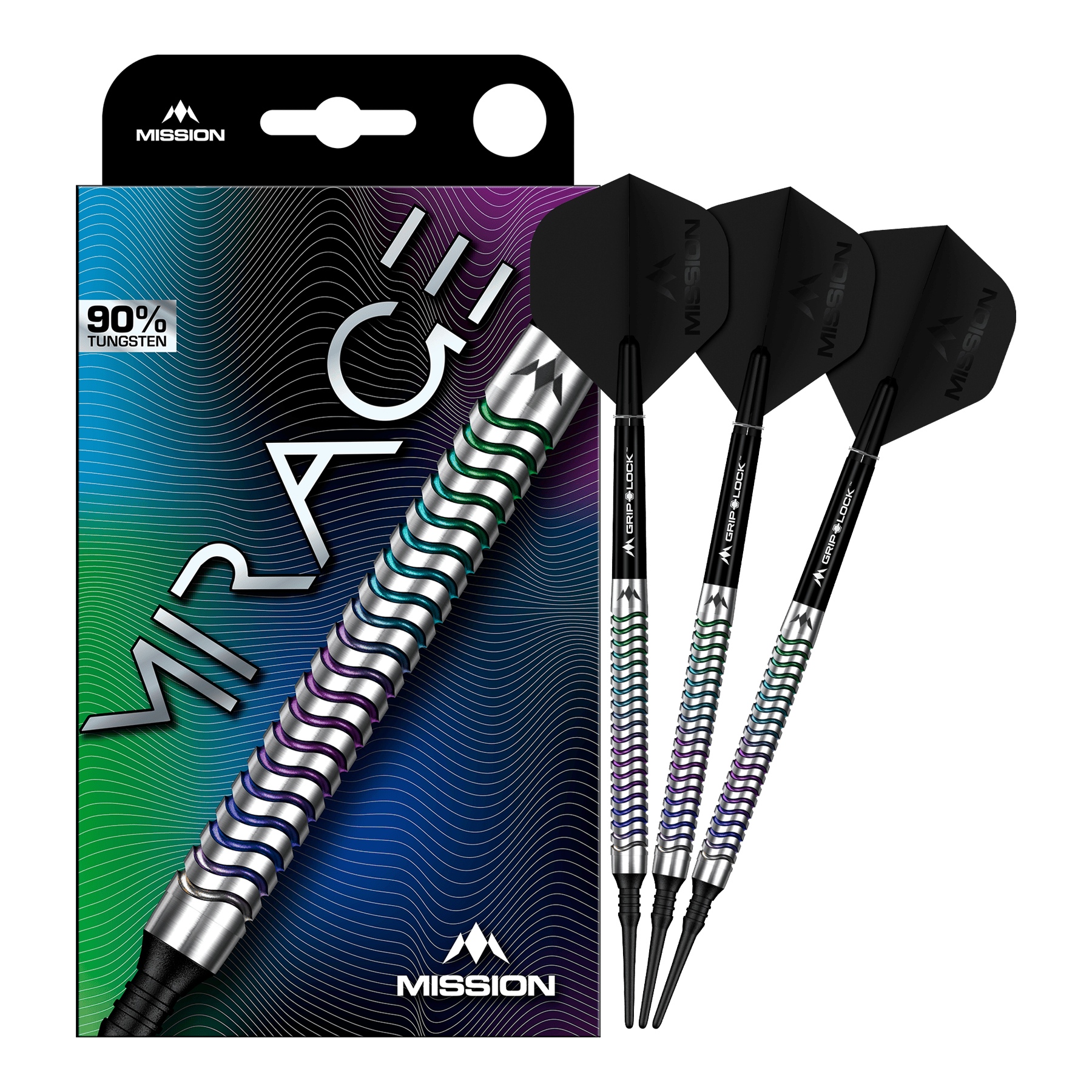 Mission Mirage Softdarts - 20g Mission Mirage Softdarts - 20g sind auf diesem Bild zu sehen. Das Bild zeigt die Darts in voller Ansicht.