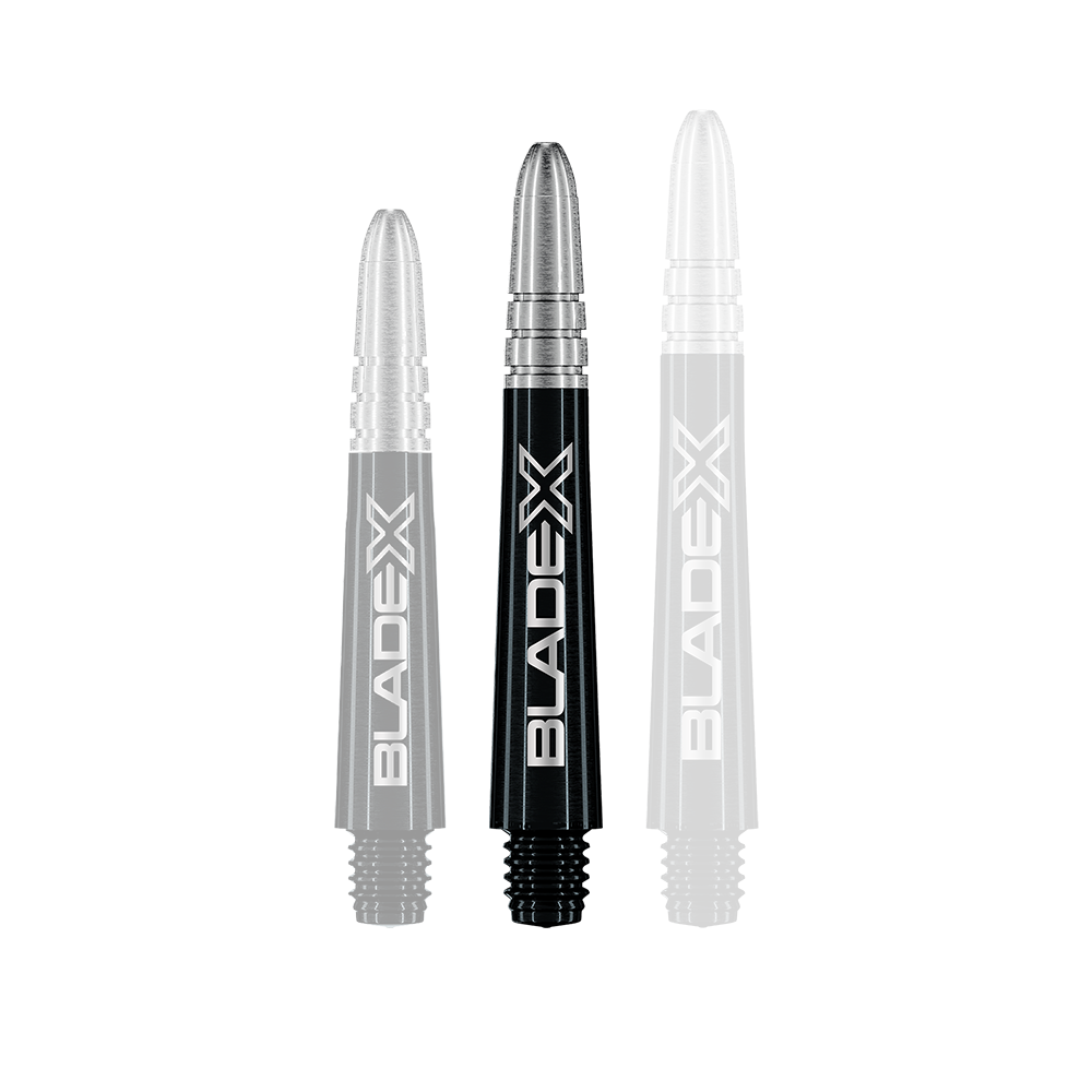 Das Bild zeigt den Artikel mit dem Dateinamen 7025-421_Winmau_Vecta_Blade_X_Shafts_Schwarz_37mm_1. Es handelt sich vermutlich um einen schwarzen Dart-Schaft mit 37mm Länge.