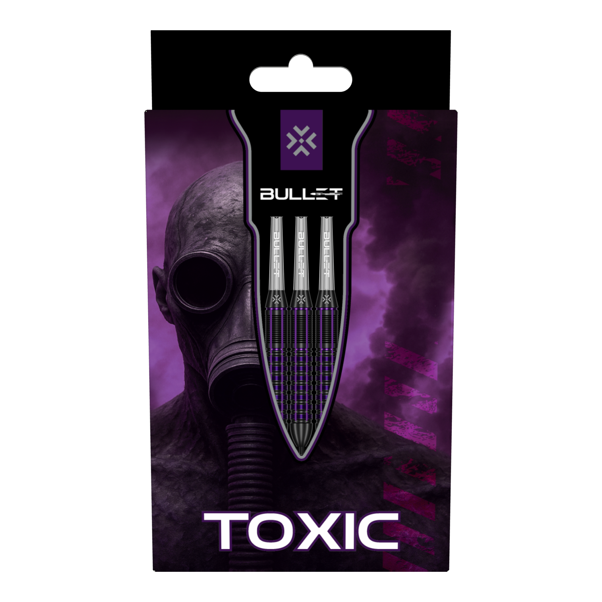 Bullet Toxic Brass Steeldarts - 23g Das Bild zeigt drei Bullet Toxic Brass Steeldarts - 23g. Sie sind aus Messing gefertigt und wiegen jeweils 23 Gramm.