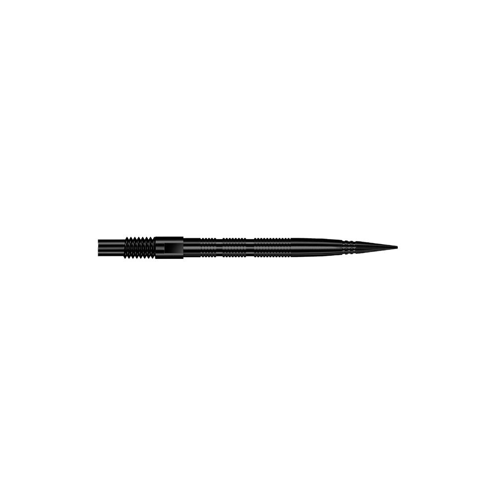 Harrows Quick Point Micro Ridge Dartspitzen - Schwarz Abgebildet sind schwarze Dartspitzen mit feiner Rillenstruktur. Die Spitzen eignen sich zum Ersatz oder Wechsel bei Dartpfeilen.