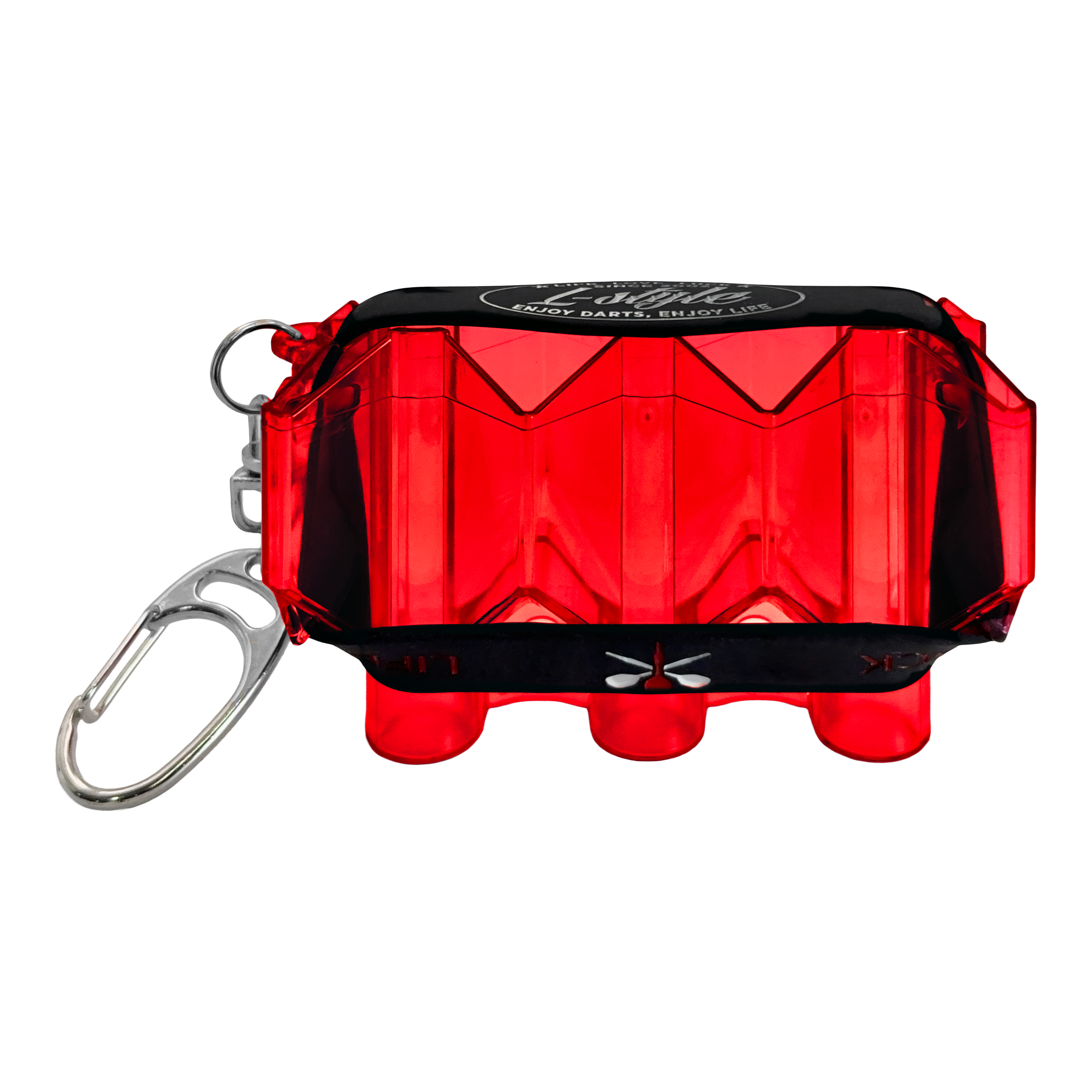 Abgebildet ist ein Krystal Flight Case in Rot. Es dient zum sicheren Aufbewahren von Dart-Flights.